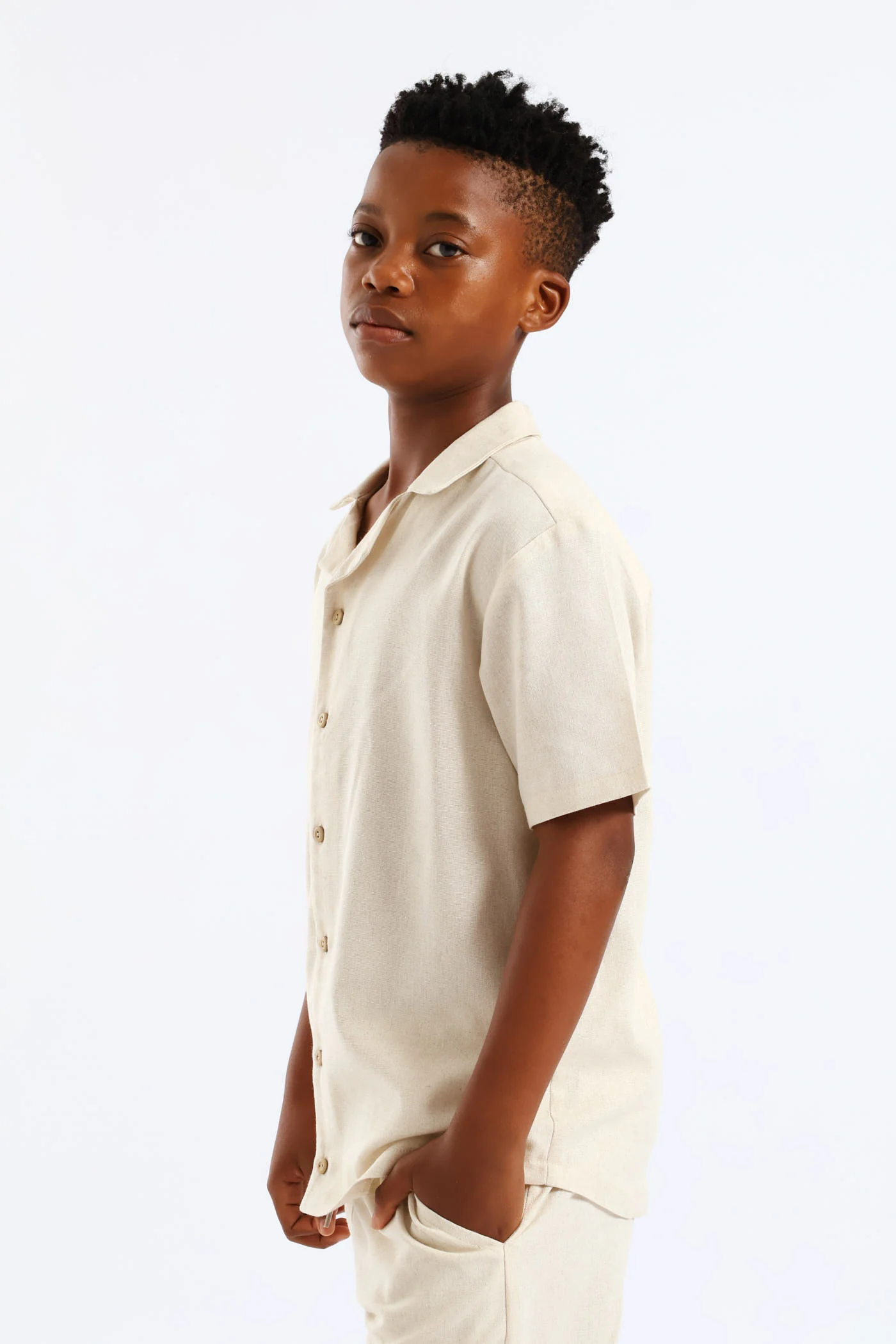 Boys Linen Blend Shirt - Natural - Image 4
