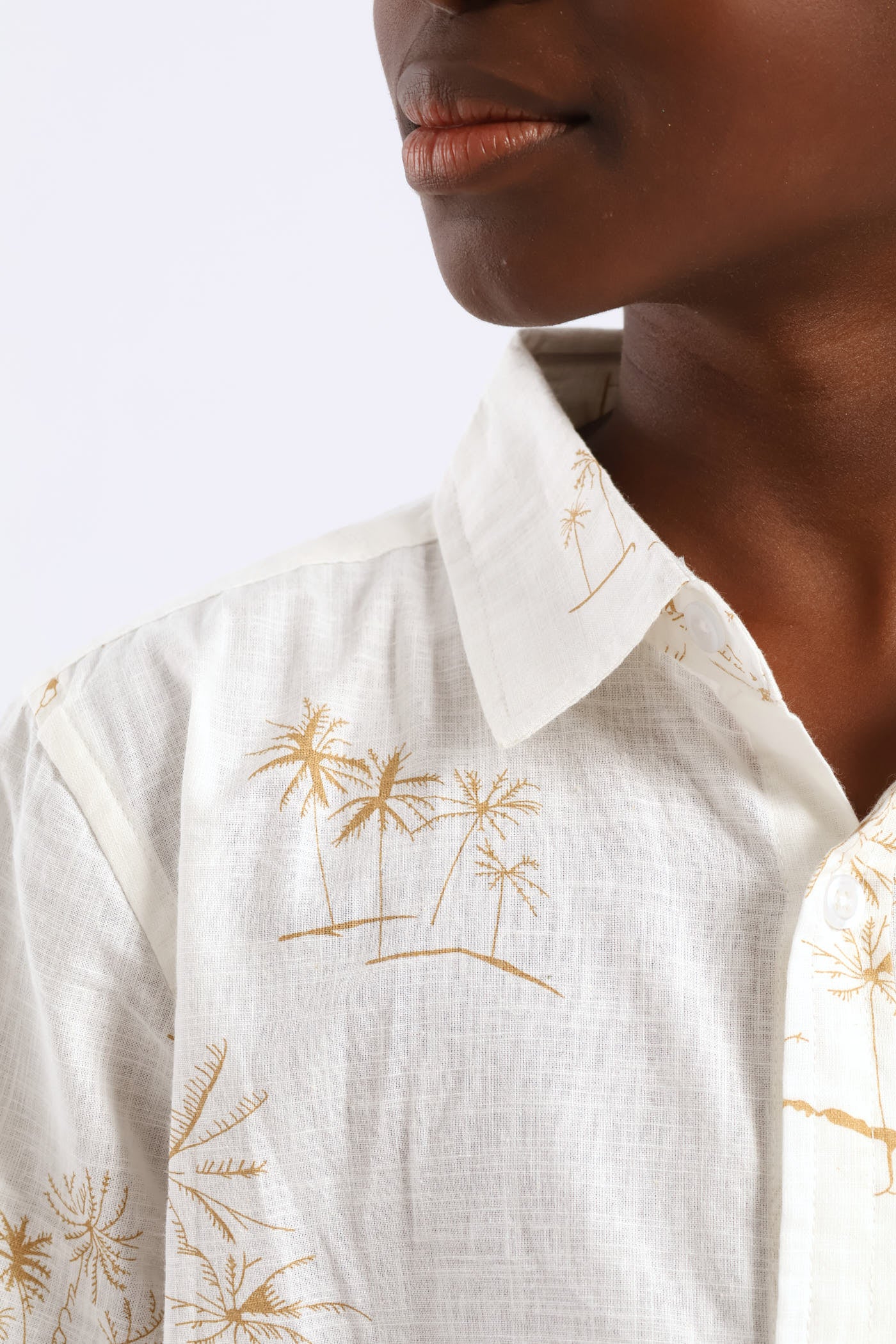 Boys Linen Look Palm Print Shirt - Natural - Image 5