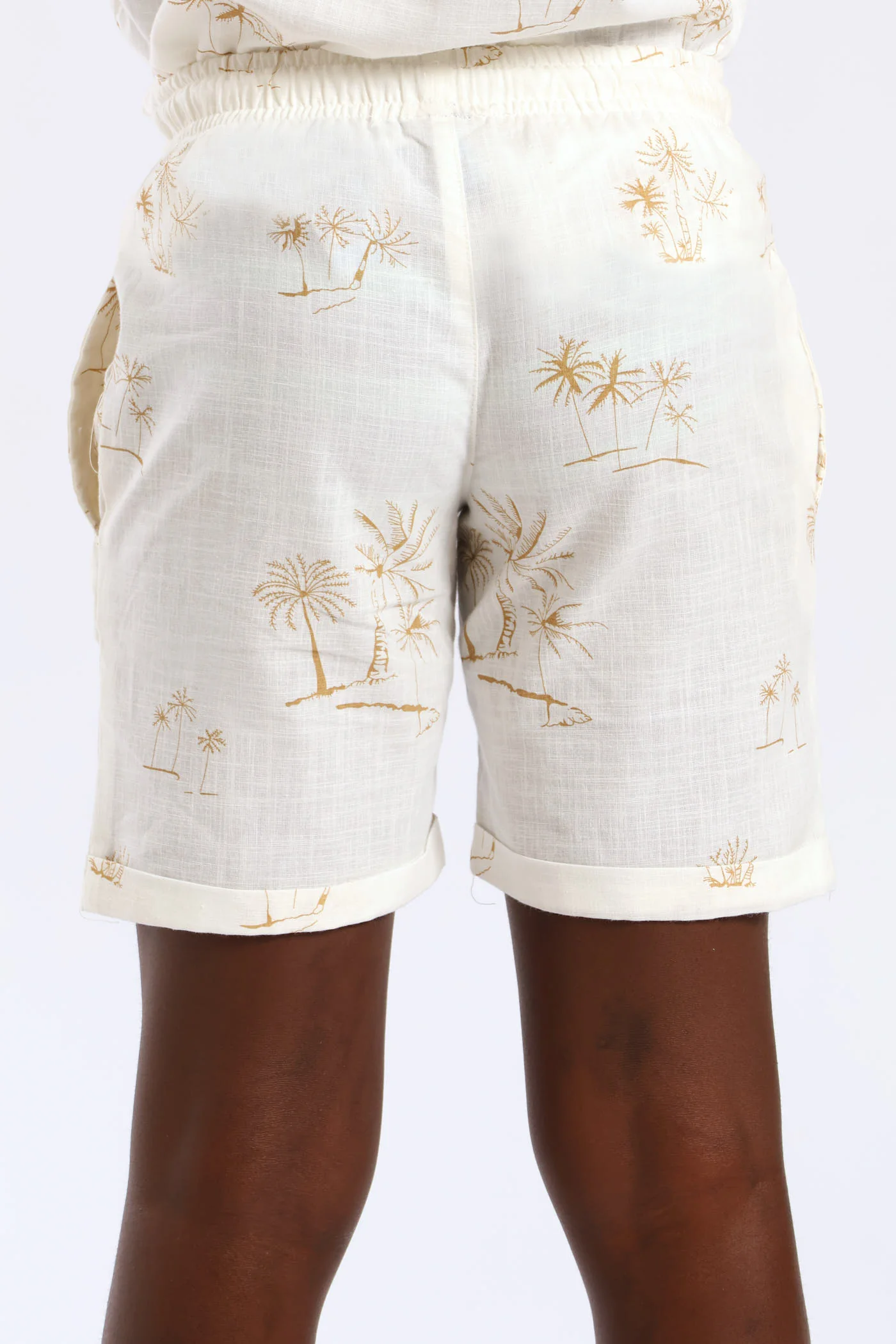 Boys Linen Look Palm Print Short - Natural - Image 4