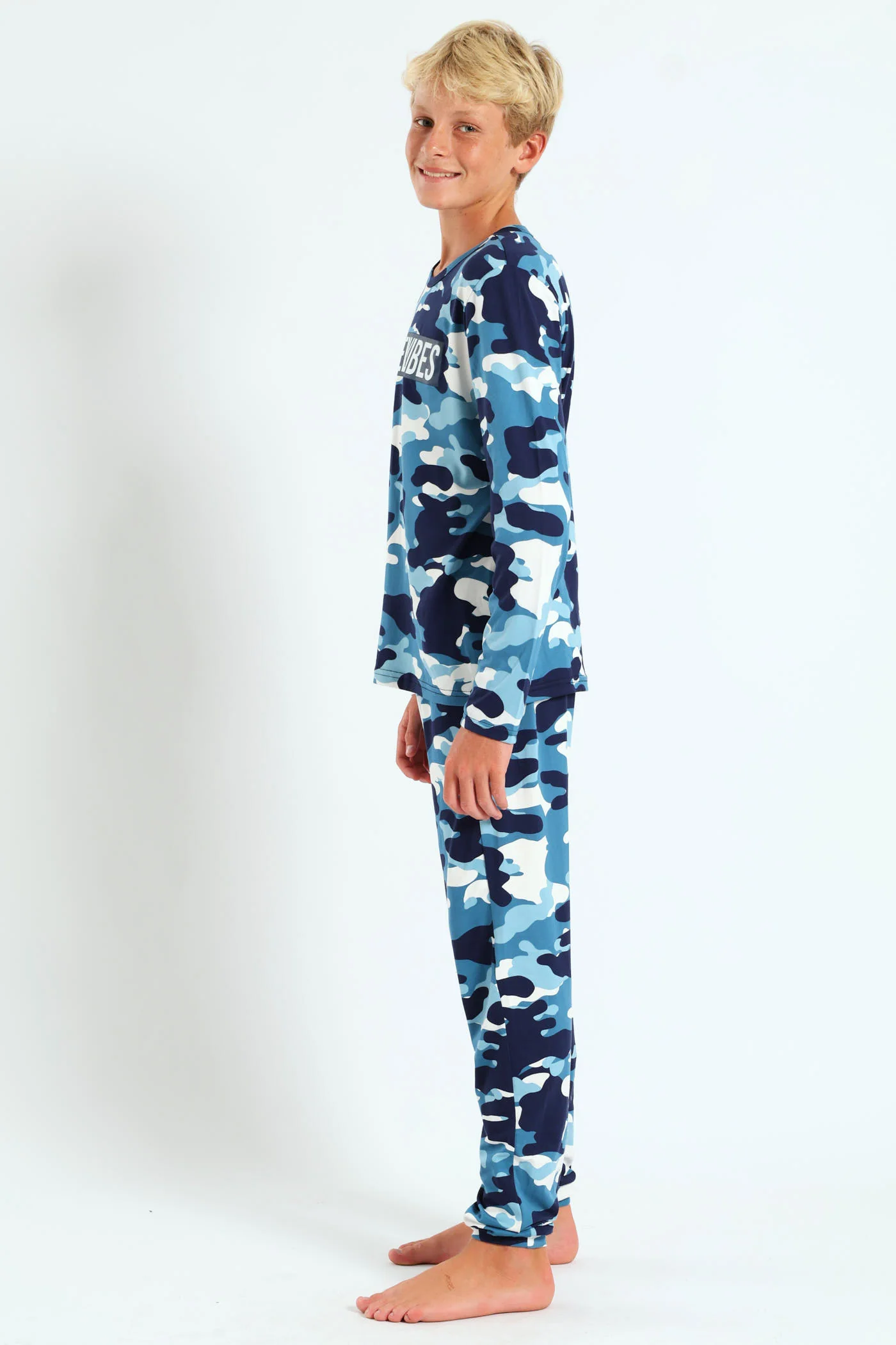 Boys Long Sleeve Camo Print Set - Navy - Image 2
