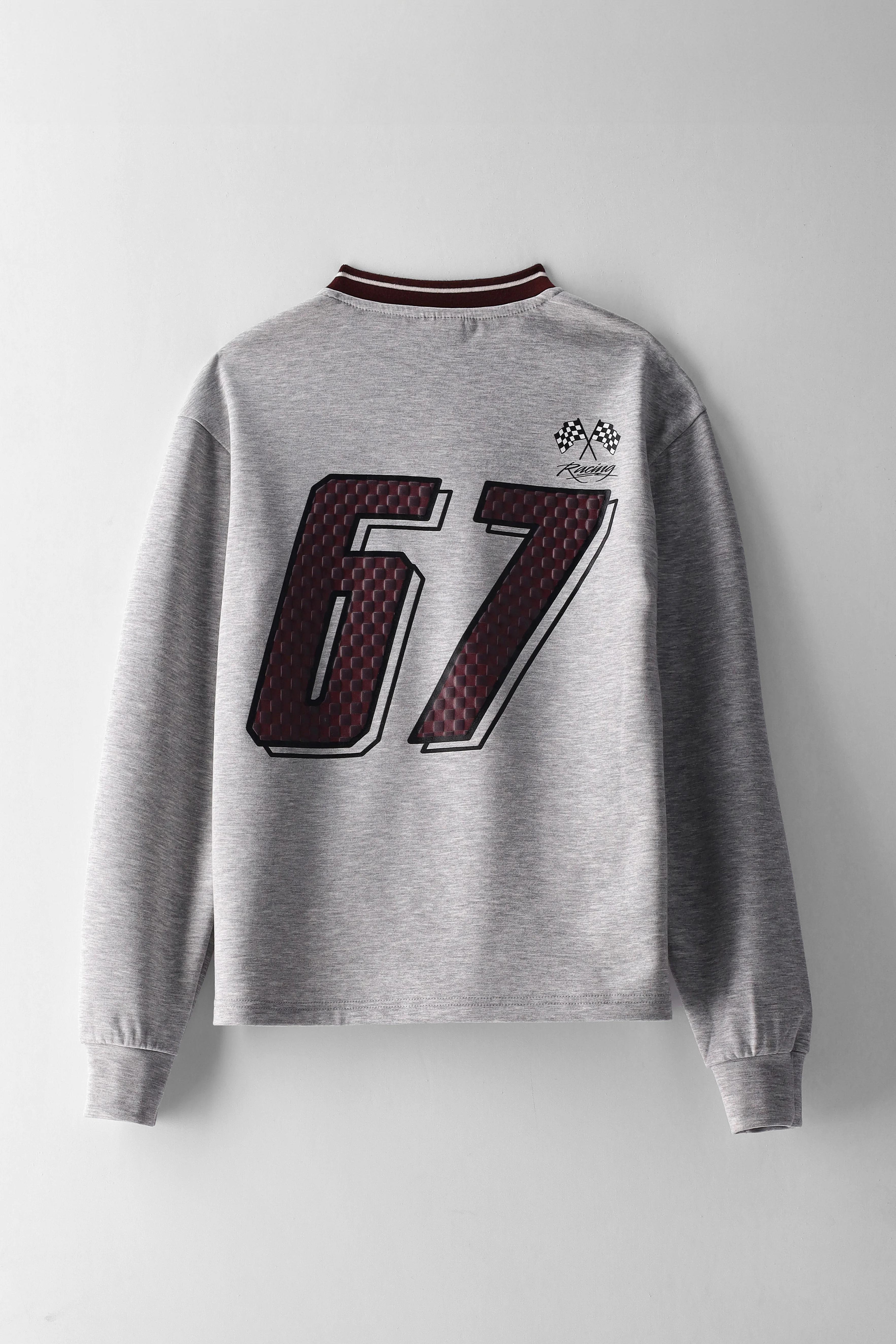 Boys Long Sleeve Soft Scuba Sport Tee - Grey Melange - Image 2