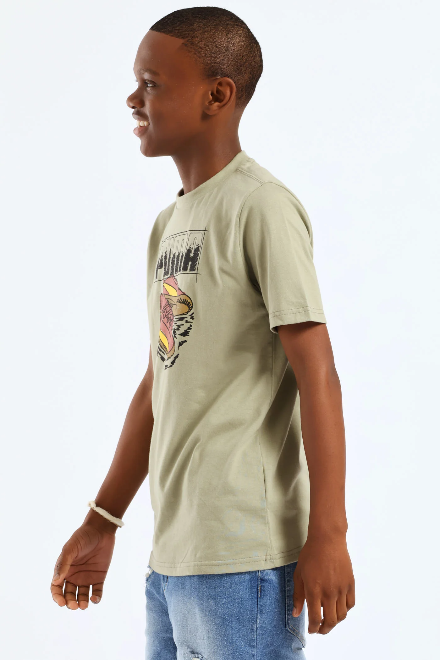Boys Lux Army Sneaker Print Tee - Green - Image 3
