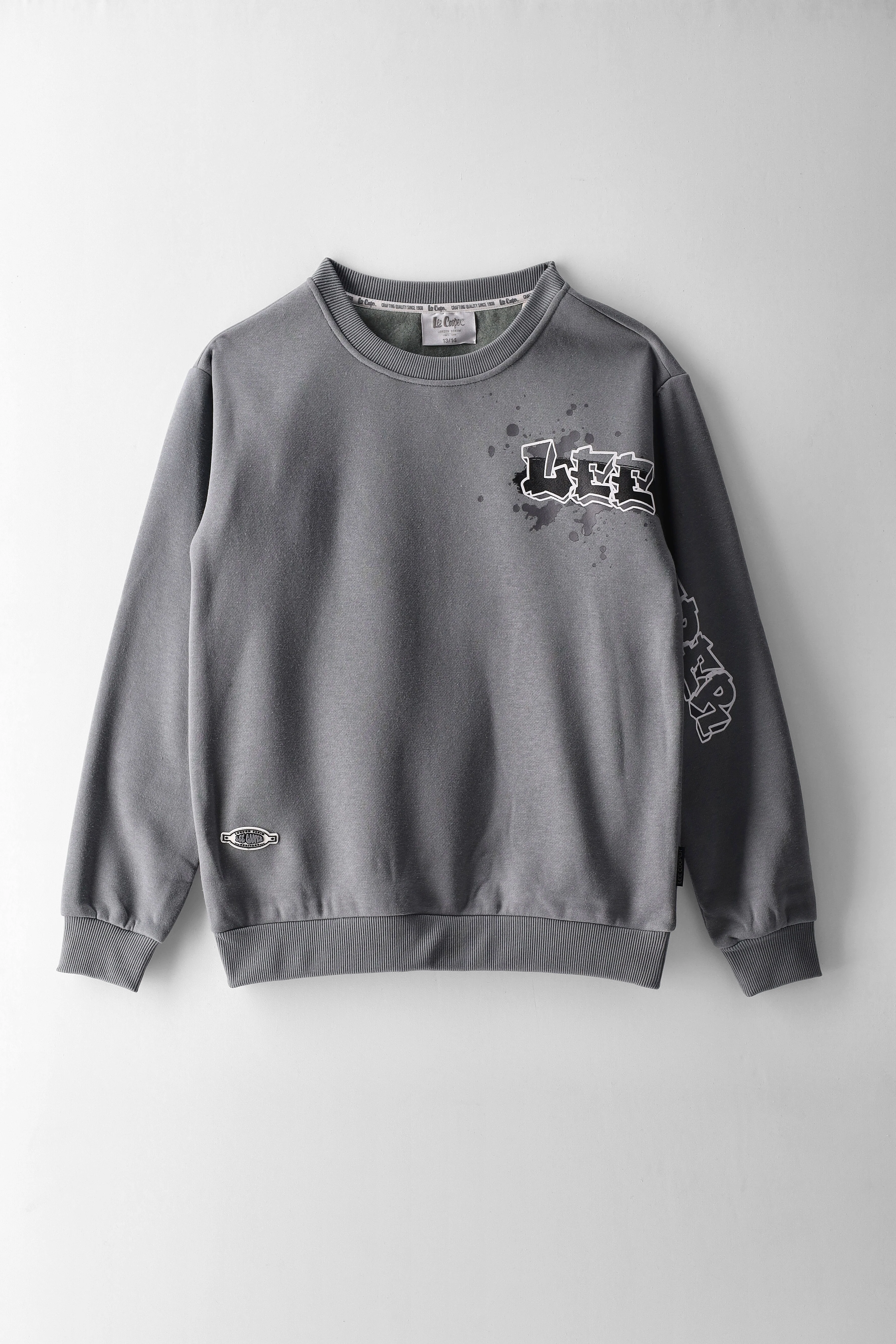 Boys Mauro Fleece Crew Top - Charcoal - Image 2