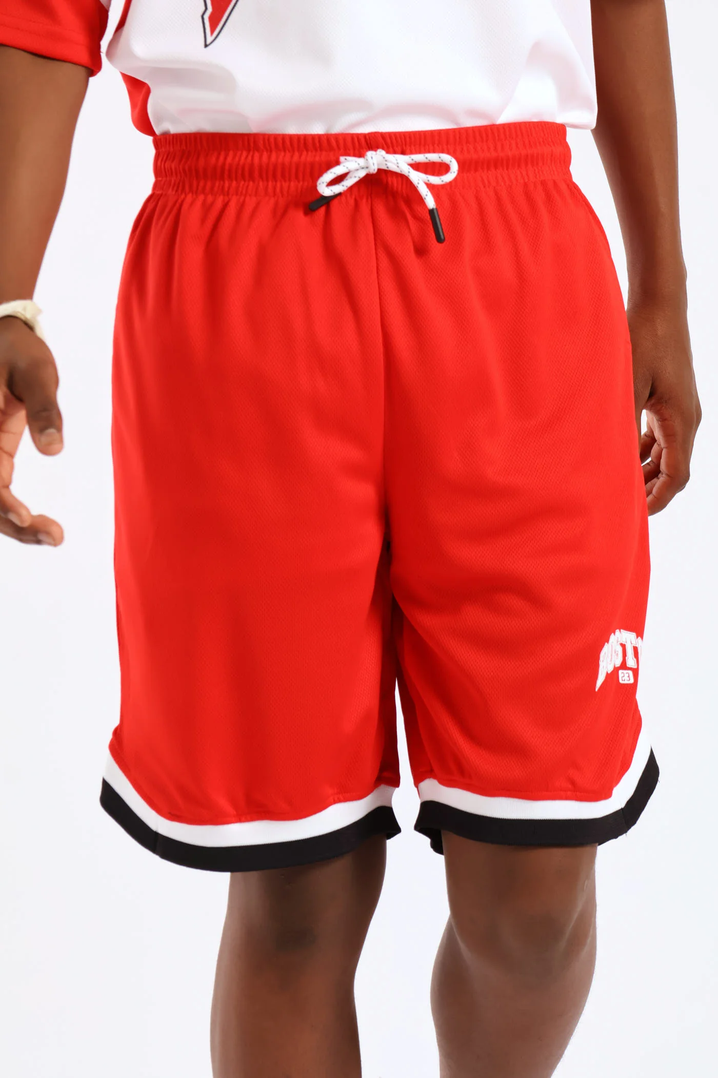 Boys Mesh Sport Shorts - Red - Image 3