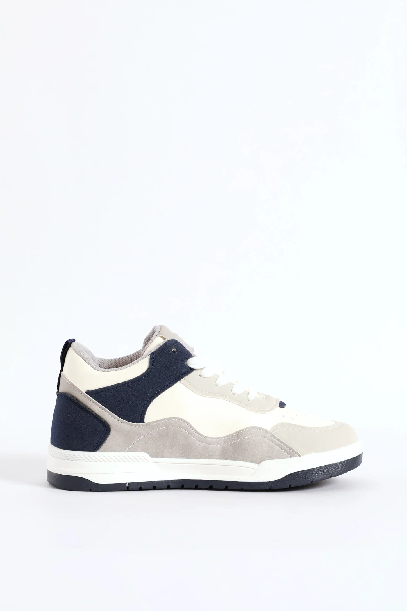 Boys Mid-Top Sneaker - White/Navy - Image 3