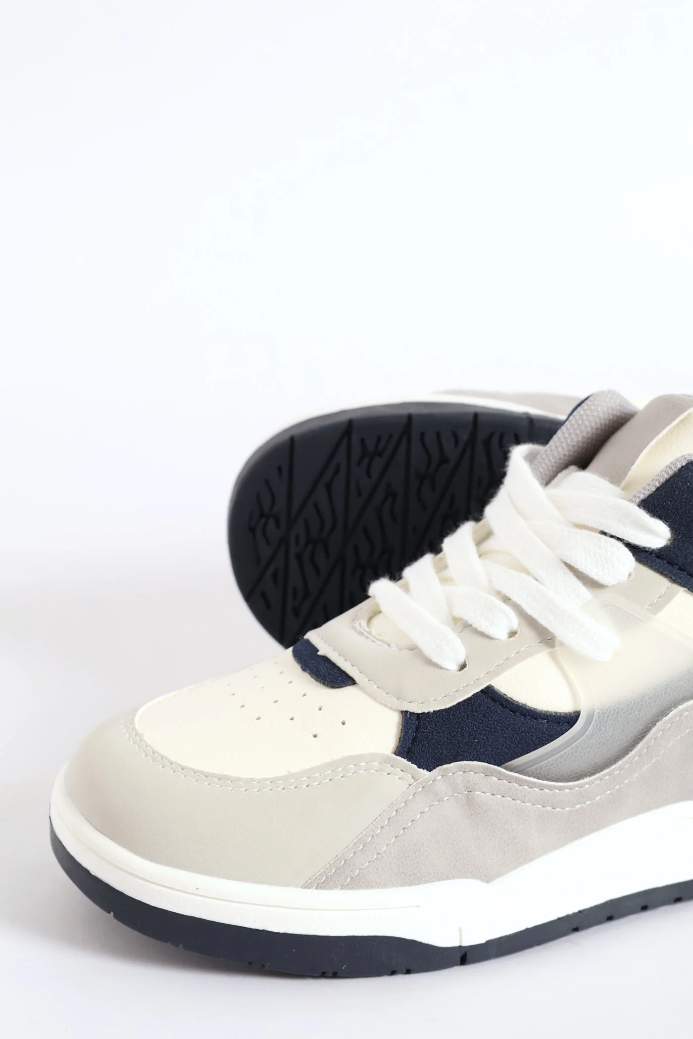 Boys Mid-Top Sneaker - White/Navy - Image 5