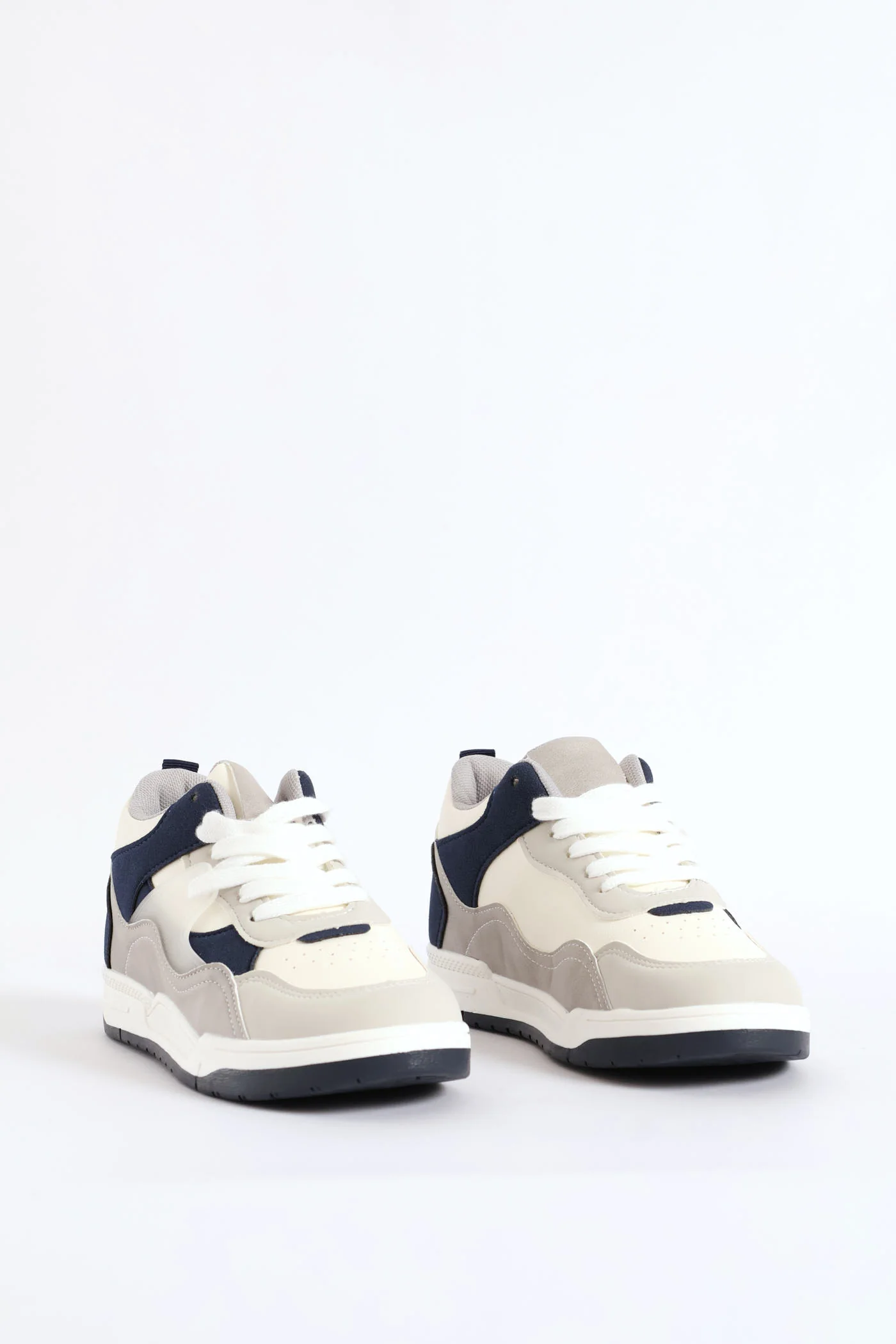 Boys Mid-Top Sneaker - White/Navy - Image 6
