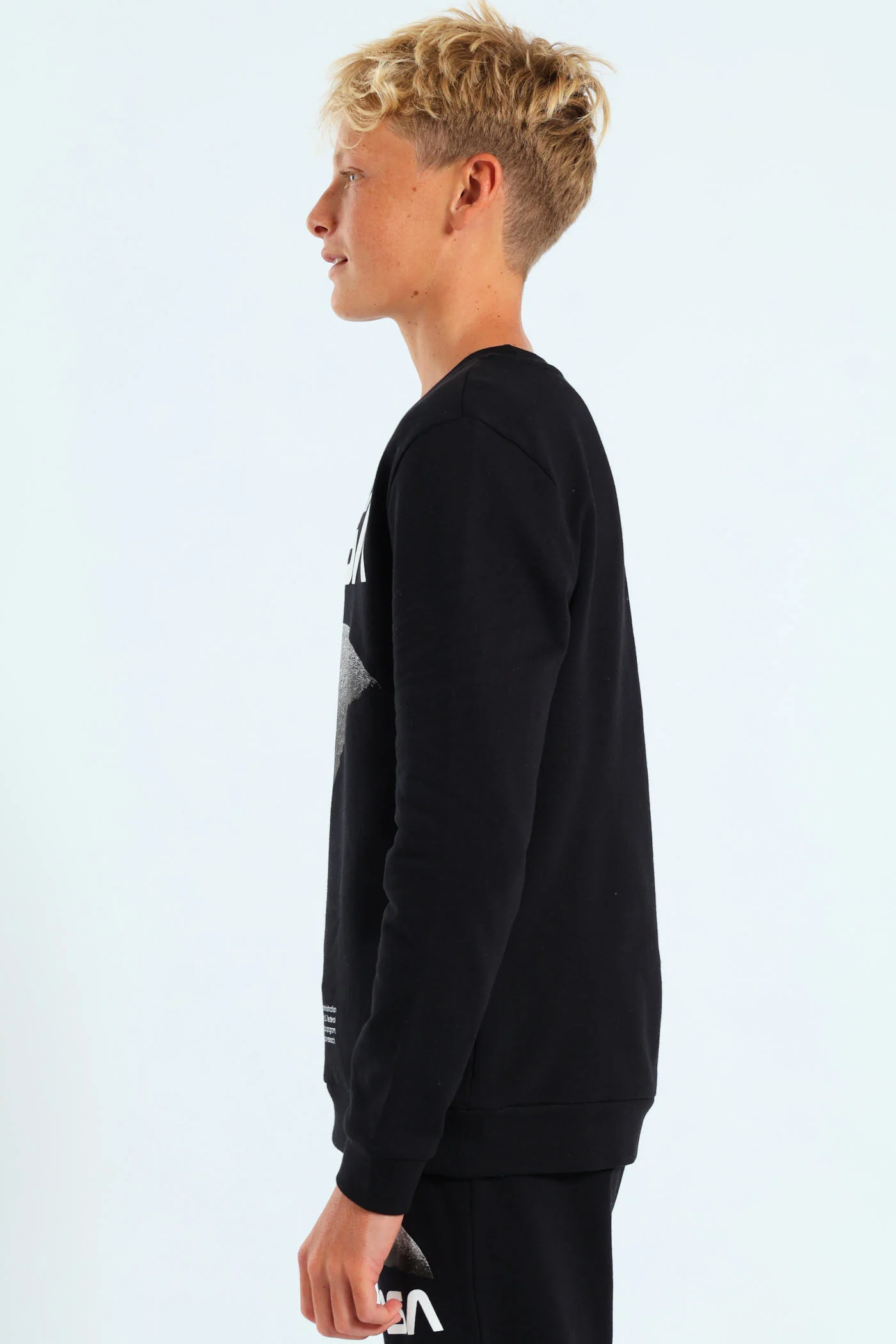 Boys Moon Fleece Crew Top - Black - Image 3