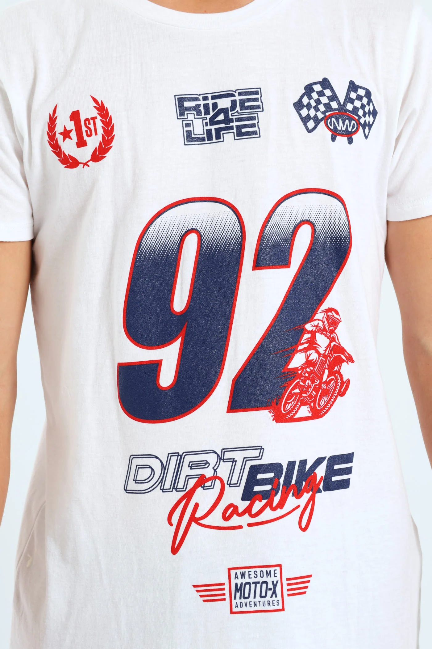 Boys Motocross Print Tee - White - Image 2
