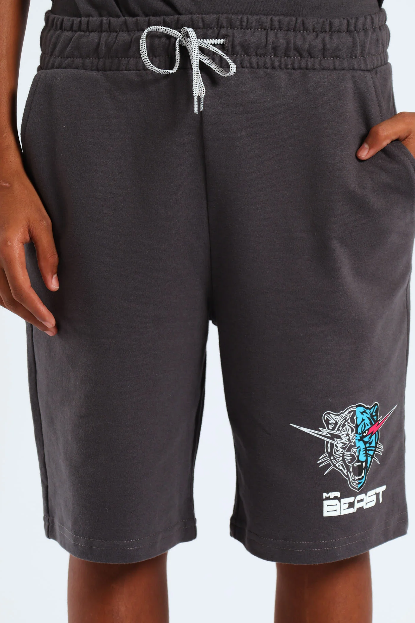 Boys Mr Beast Flash Eyes Short - Charcoal - Image 2