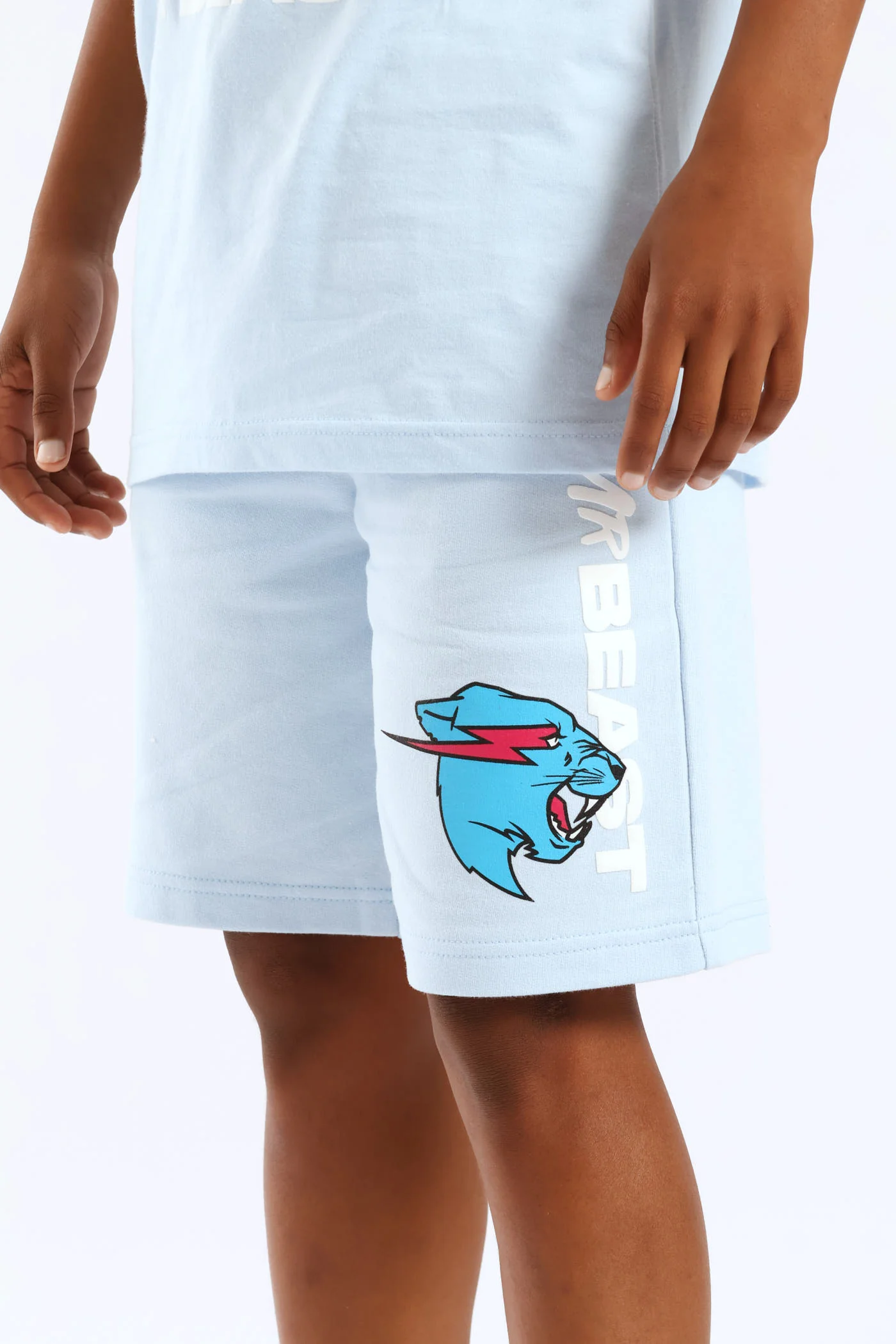 Boys Mr Beast Fleece Short - Light Blue - Image 2