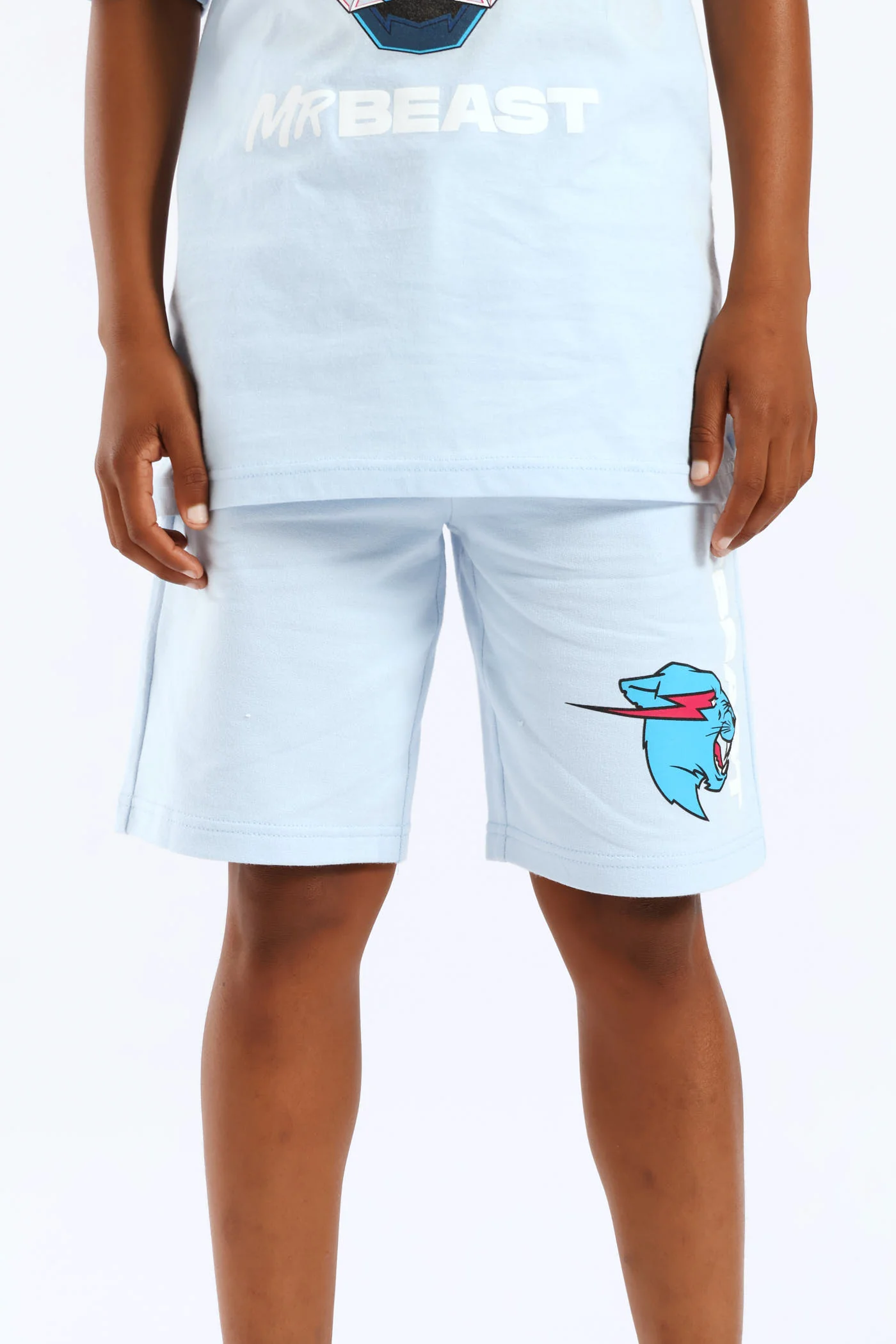Boys Mr Beast Fleece Short - Light Blue - Image 3