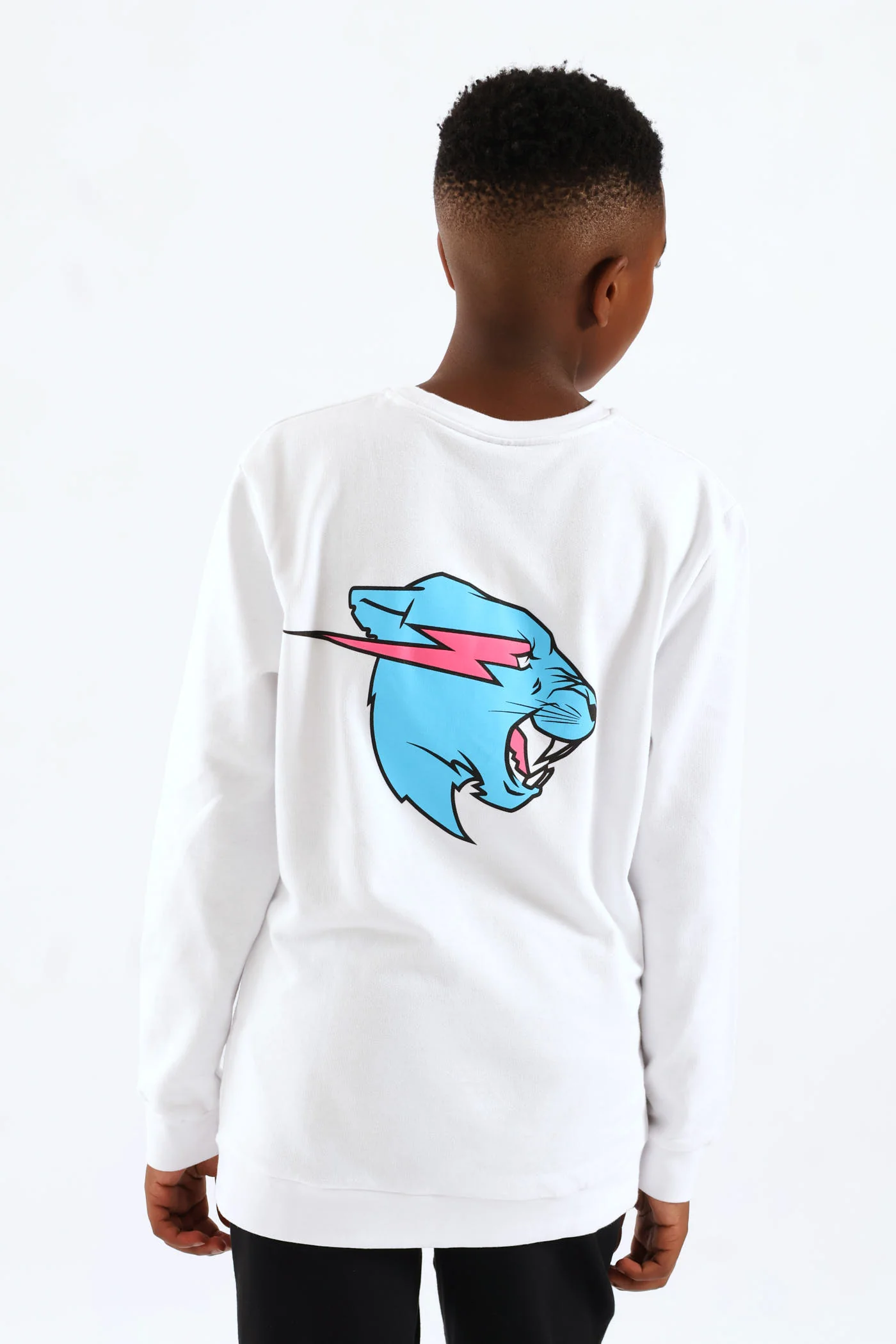Boys Mr Beast Front & Back Crew Top - White - Image 2