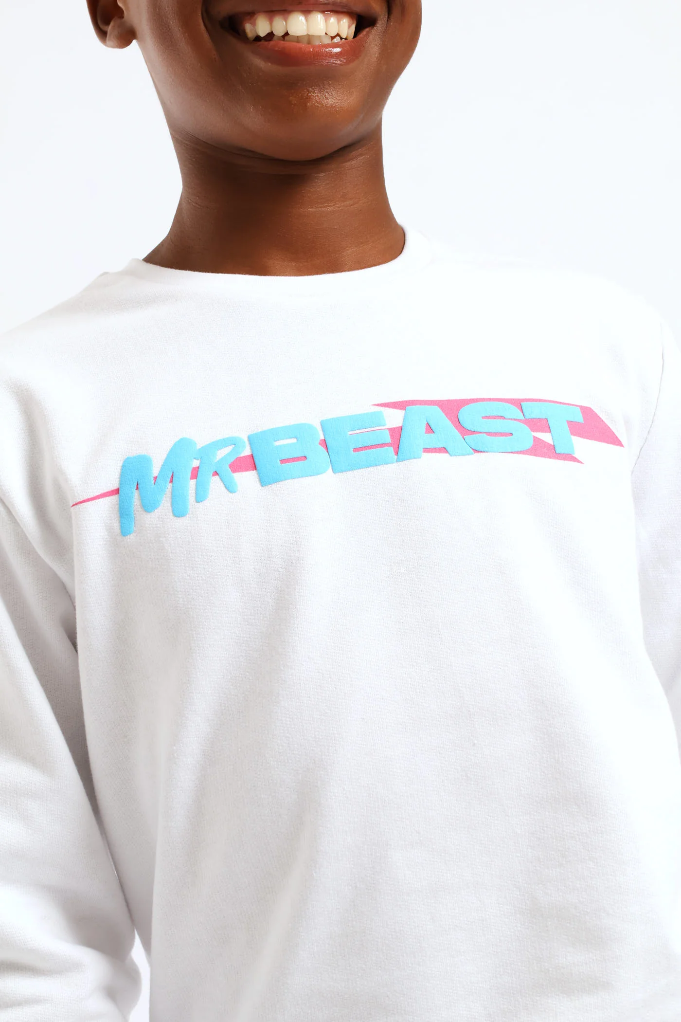 Boys Mr Beast Front & Back Crew Top - White - Image 4