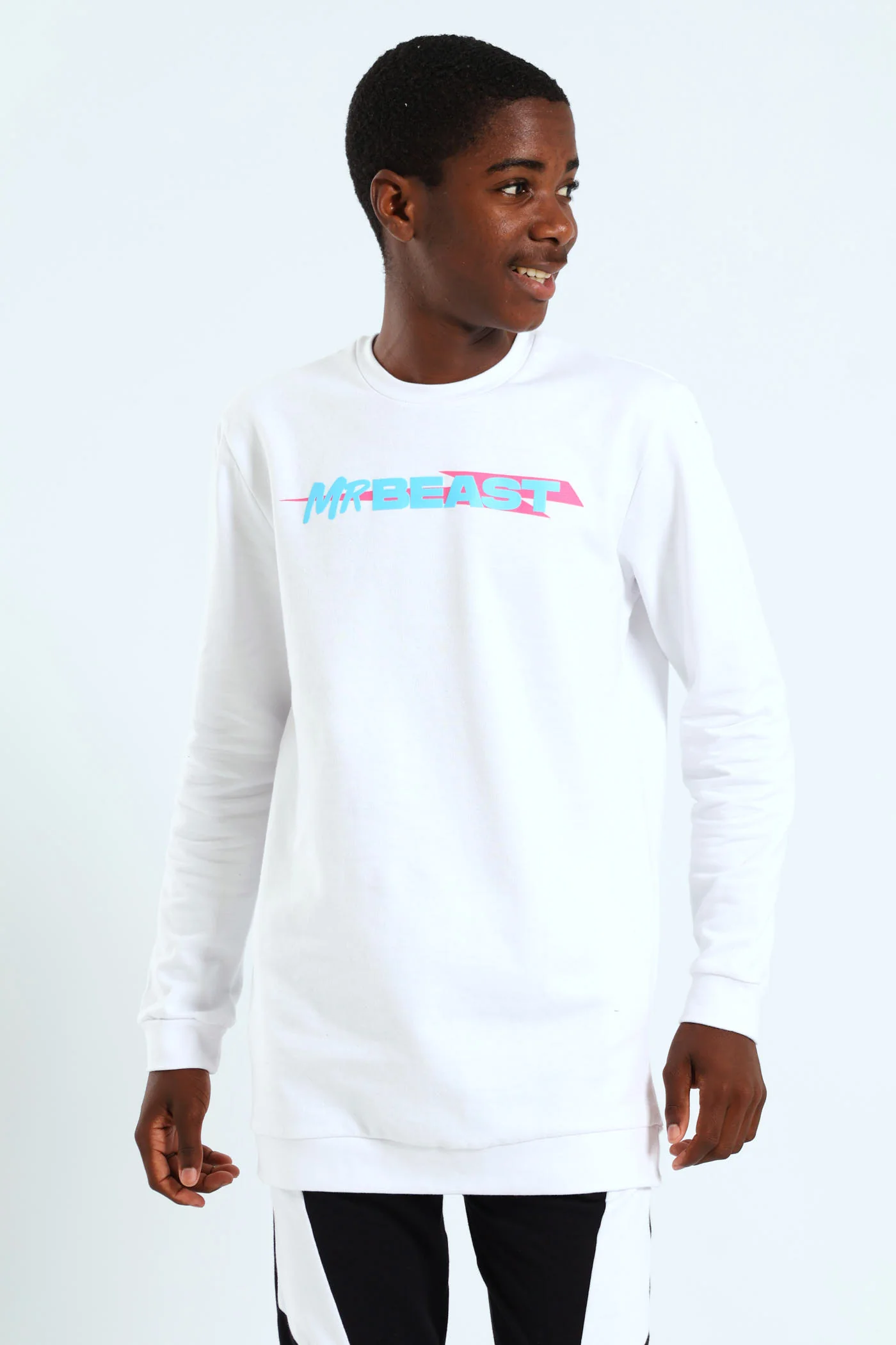 Boys Mr Beast Front & Back Crew Top - White - Image 6