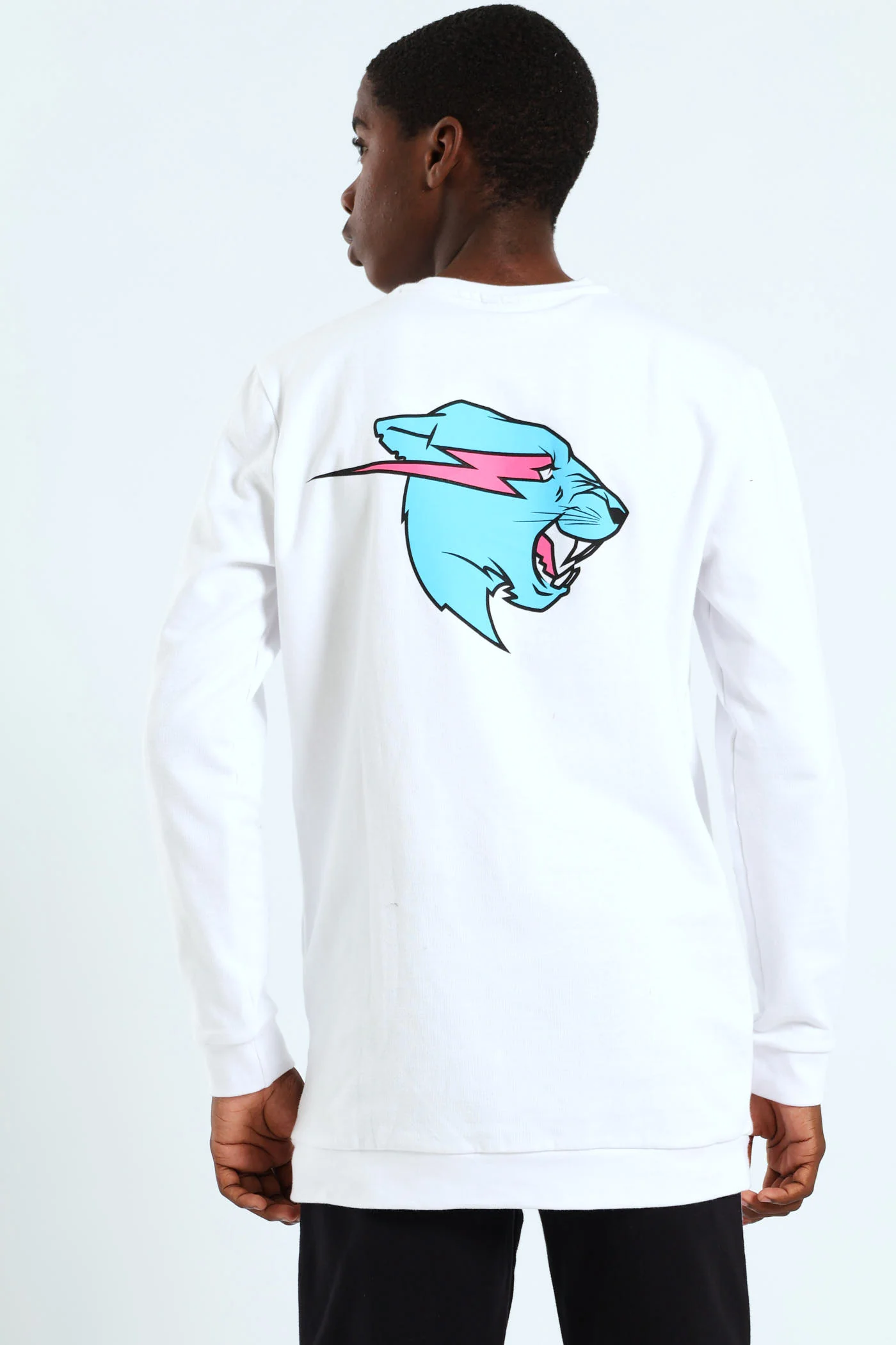 Boys Mr Beast Front & Back Crew Top - White - Image 7