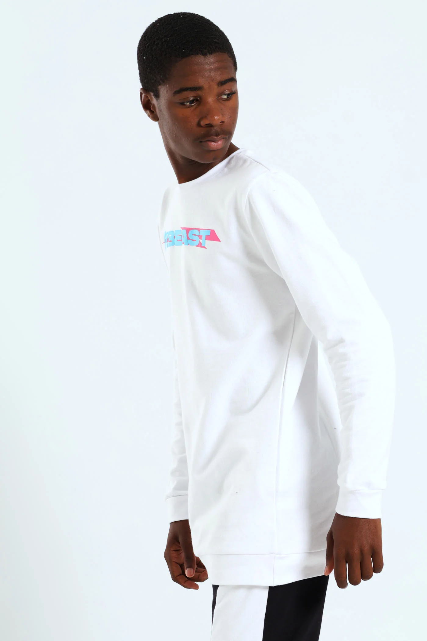 Boys Mr Beast Front & Back Crew Top - White - Image 8