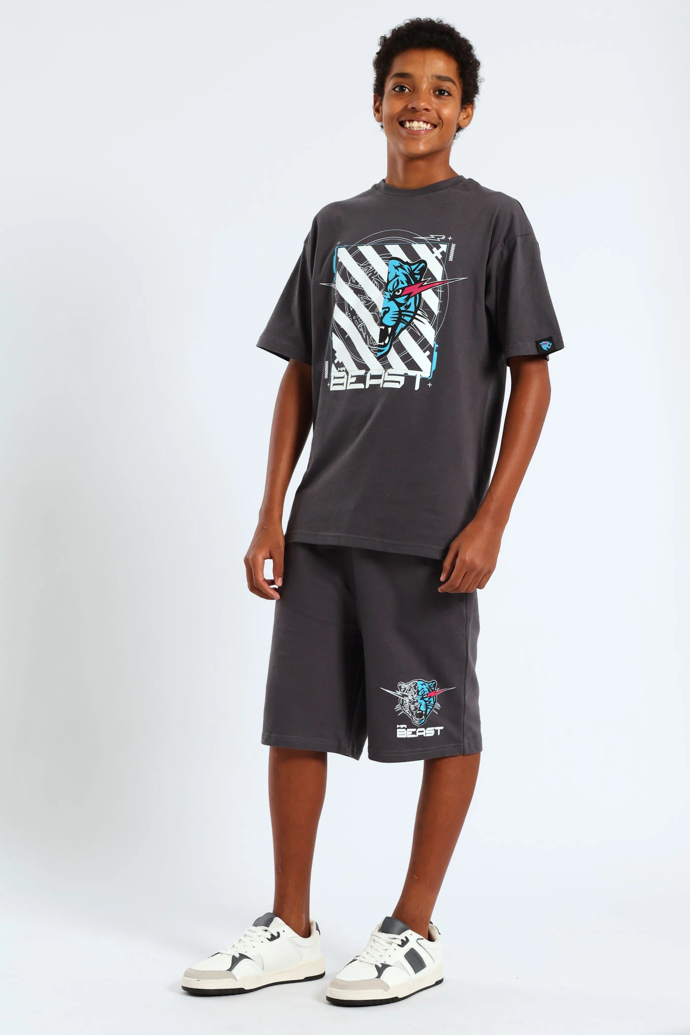Boys Mr Beast Oversized Glow In Dark T-Shirt - Charcoal - Image 4