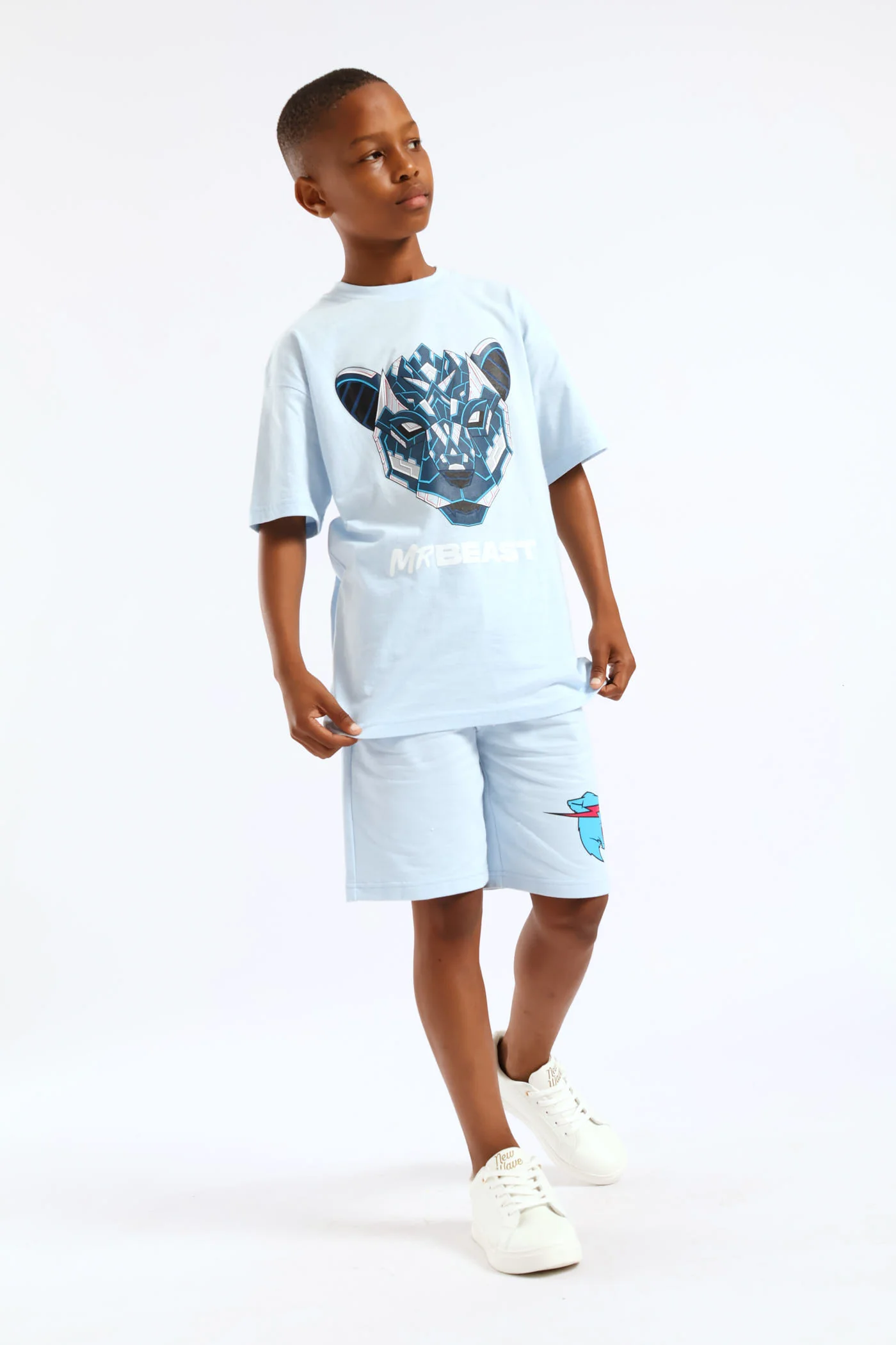Boys Mr Beast Oversized Photographic T-Shirt - Light Blue - Image 2