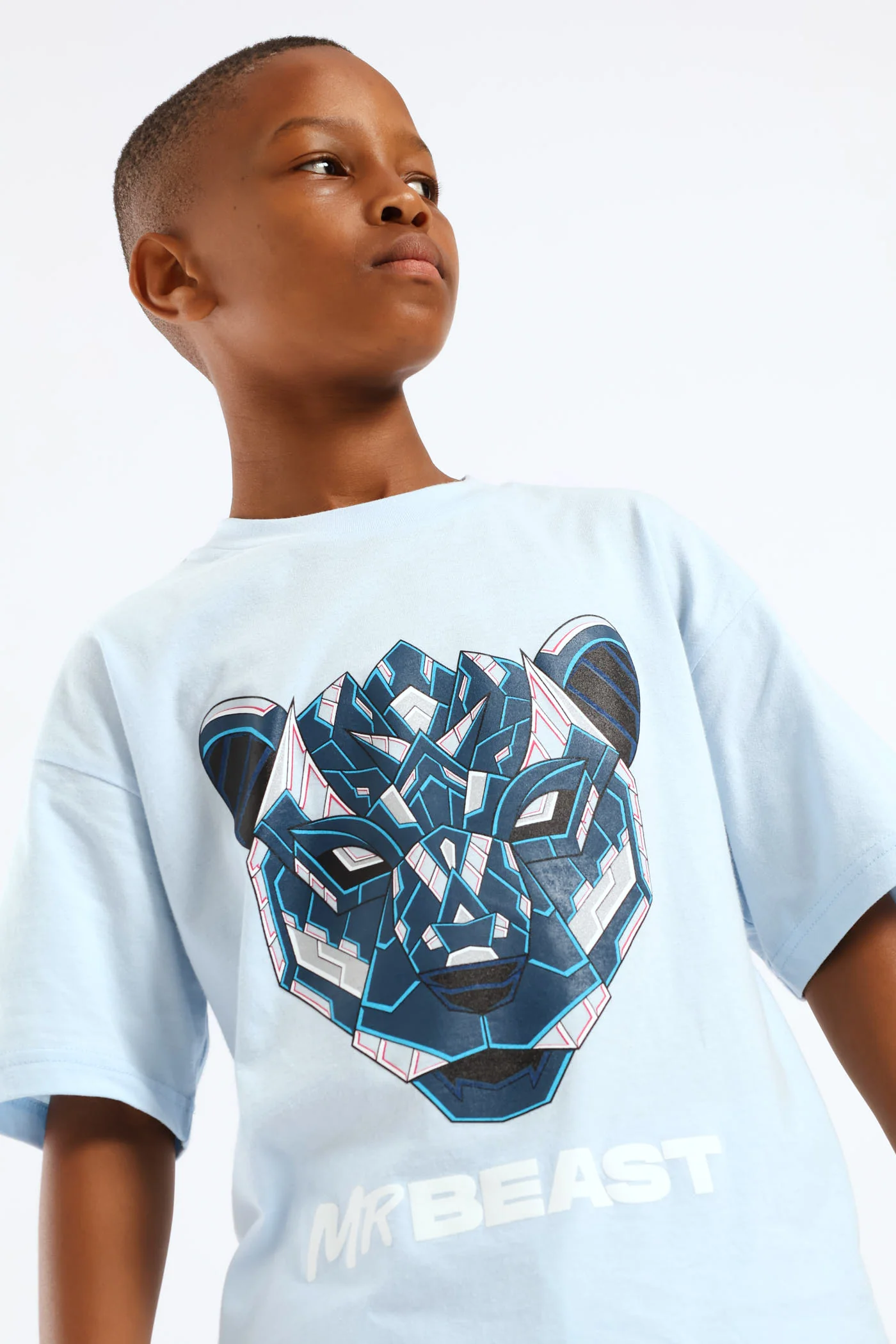 Boys Mr Beast Oversized Photographic T-Shirt - Light Blue - Image 3