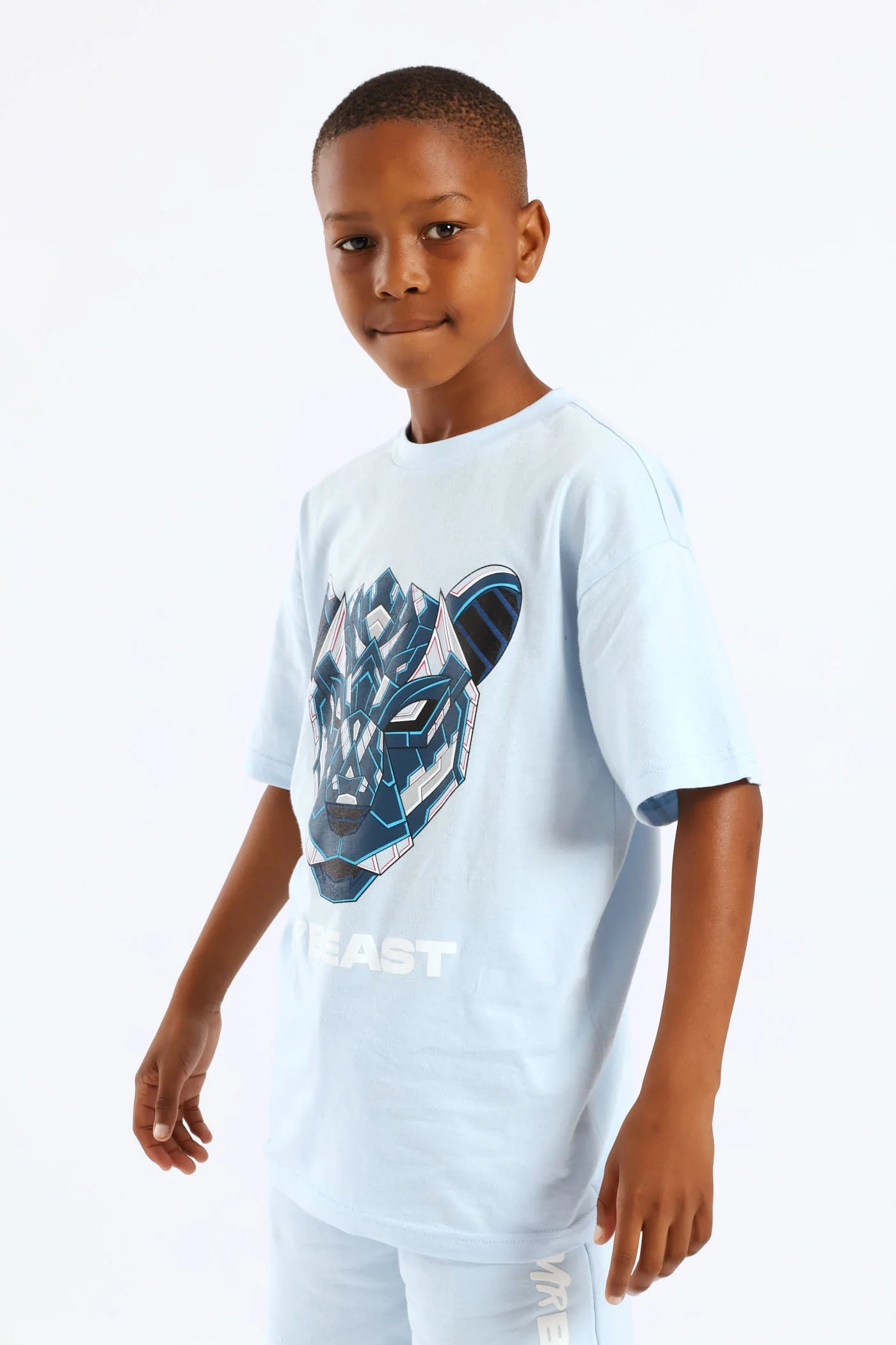 Boys Mr Beast Oversized Photographic T-Shirt - Light Blue - Image 4