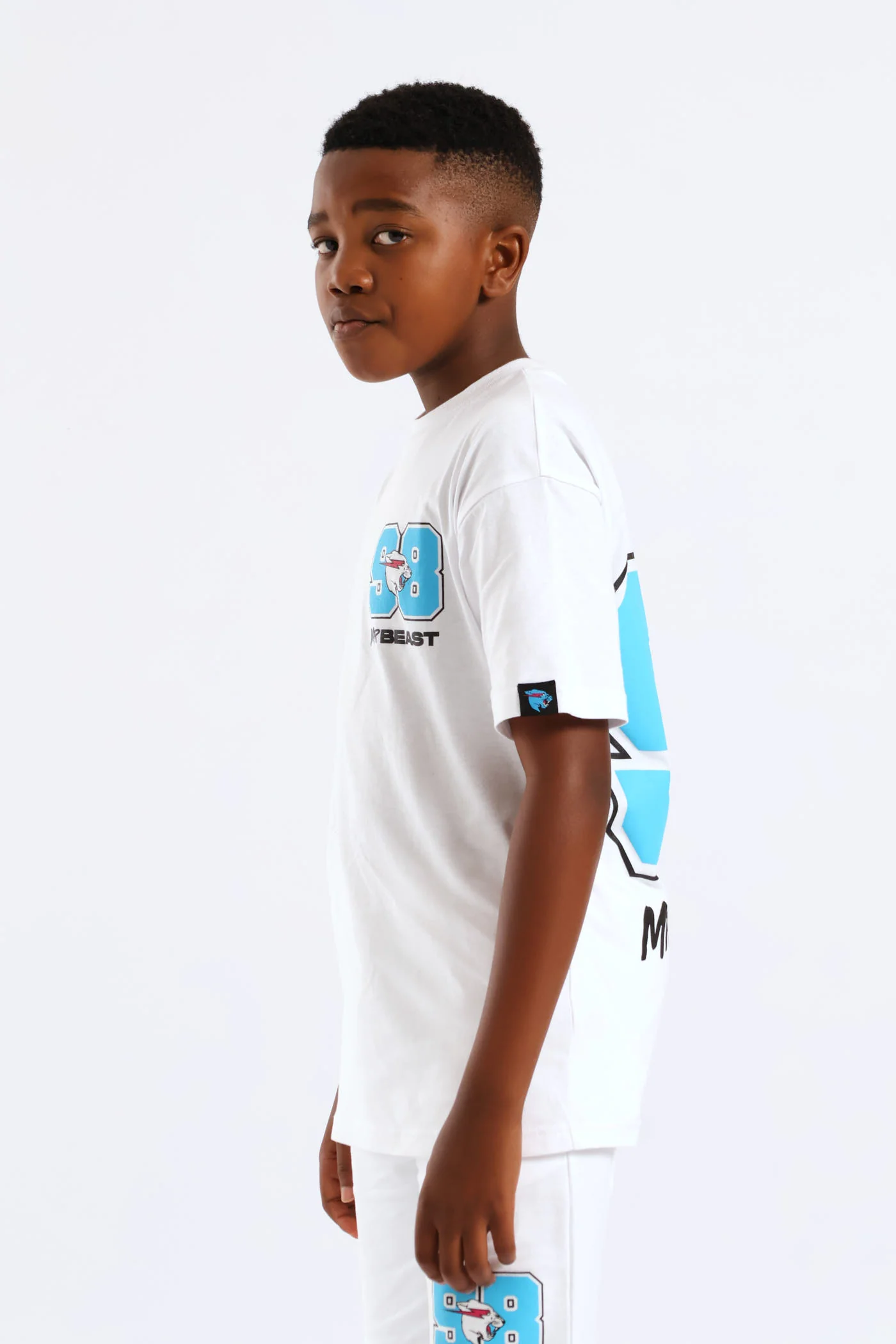Boys Mr Beast Oversized Tweet T-Shirt - White - Image 3