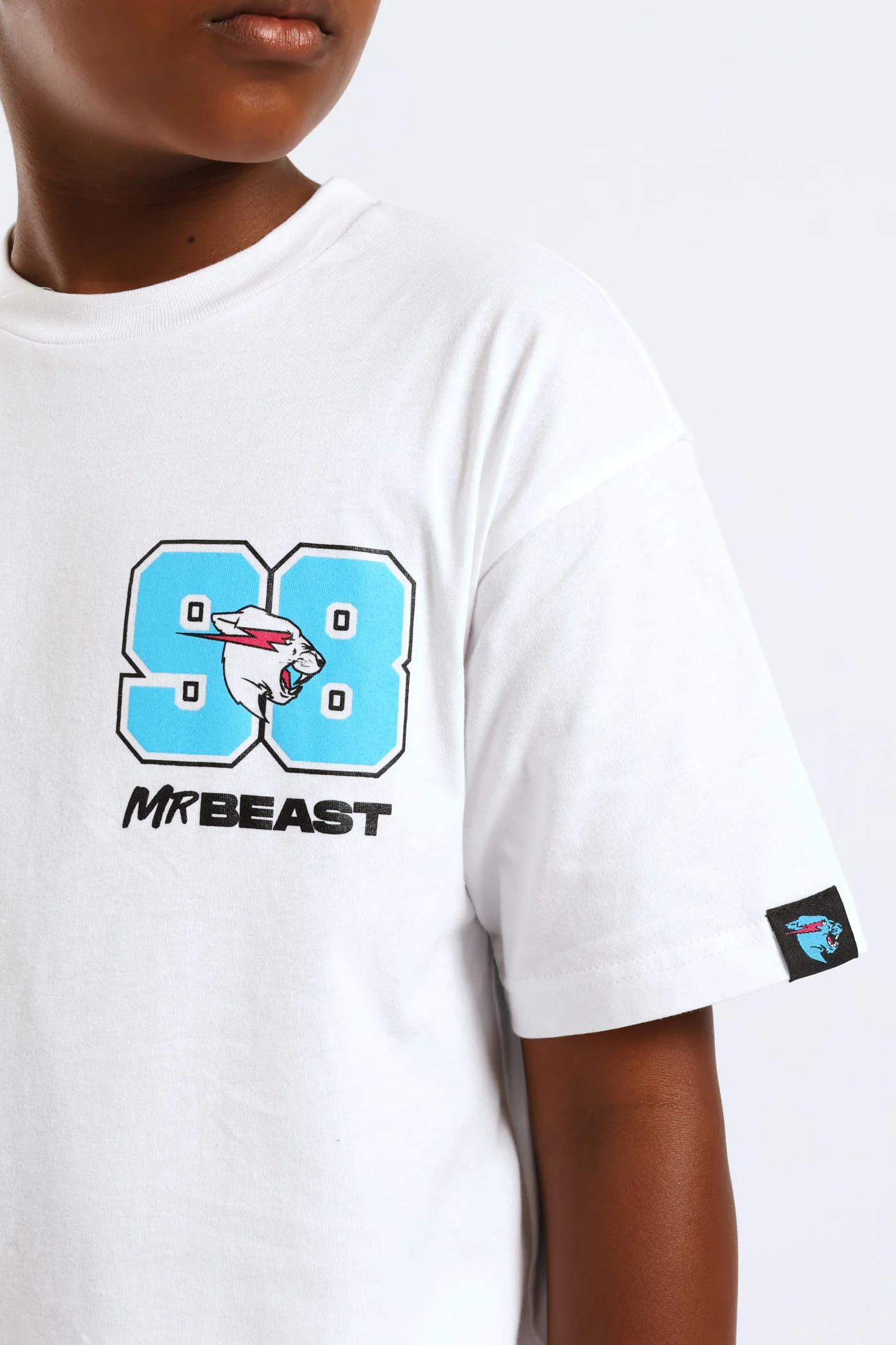 Boys Mr Beast Oversized Tweet T-Shirt - White - Image 5