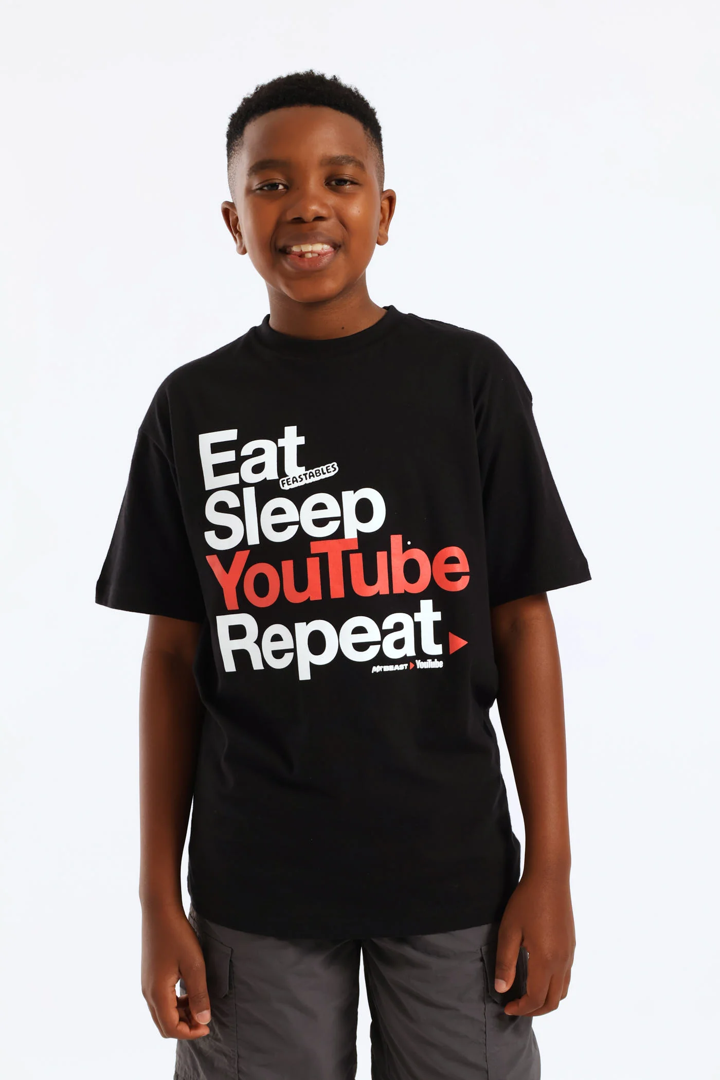 Boys Mr Beast Oversized Youtube T-Shirt - Black - Image 2