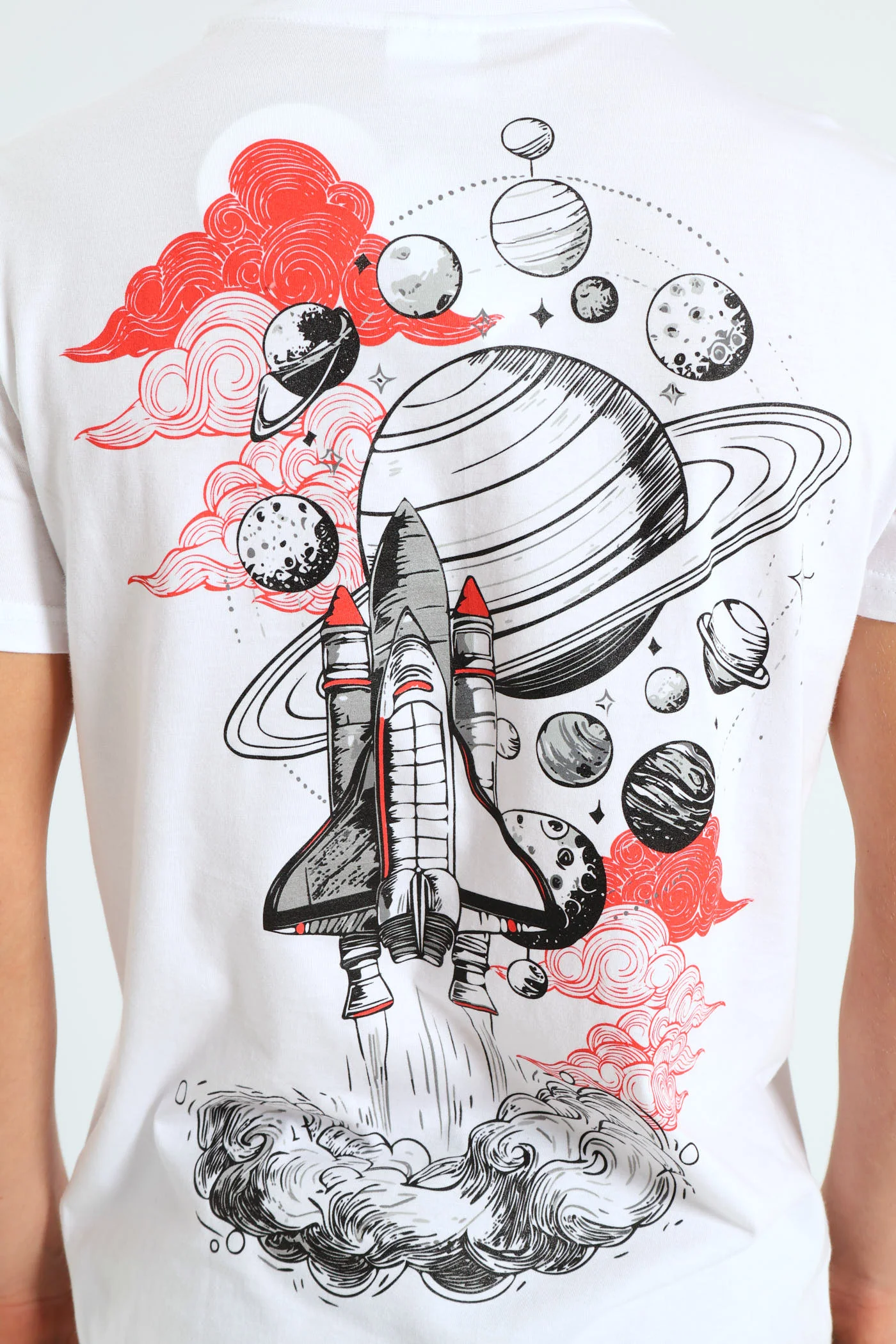 Boys NASA Front & Back Print Tee - White - Image 2