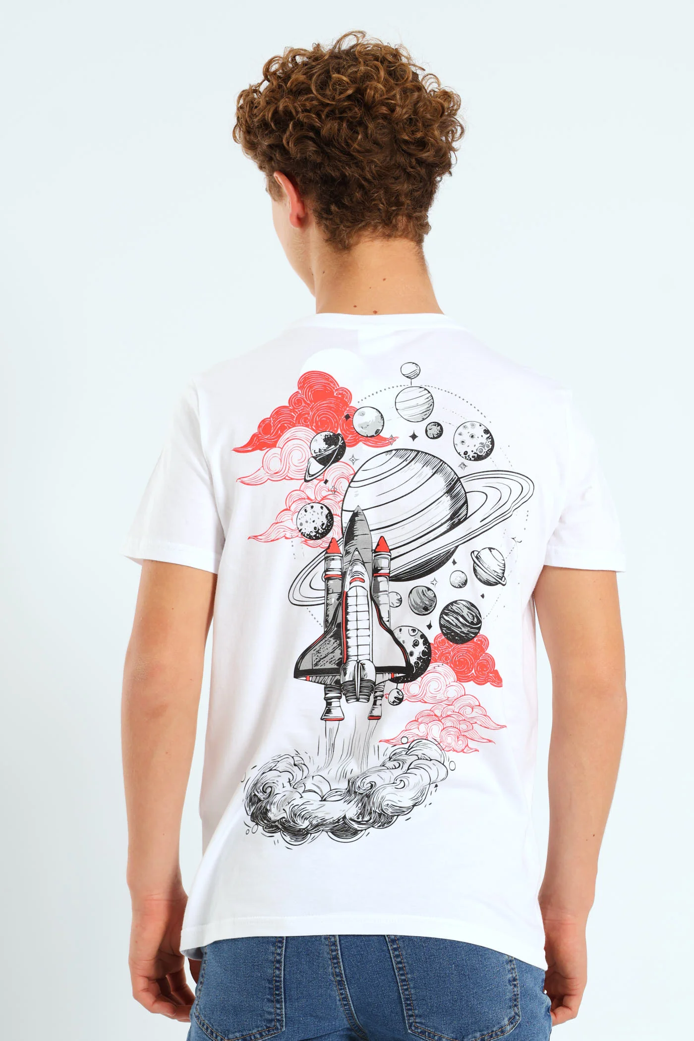 Boys NASA Front & Back Print Tee - White - Image 4