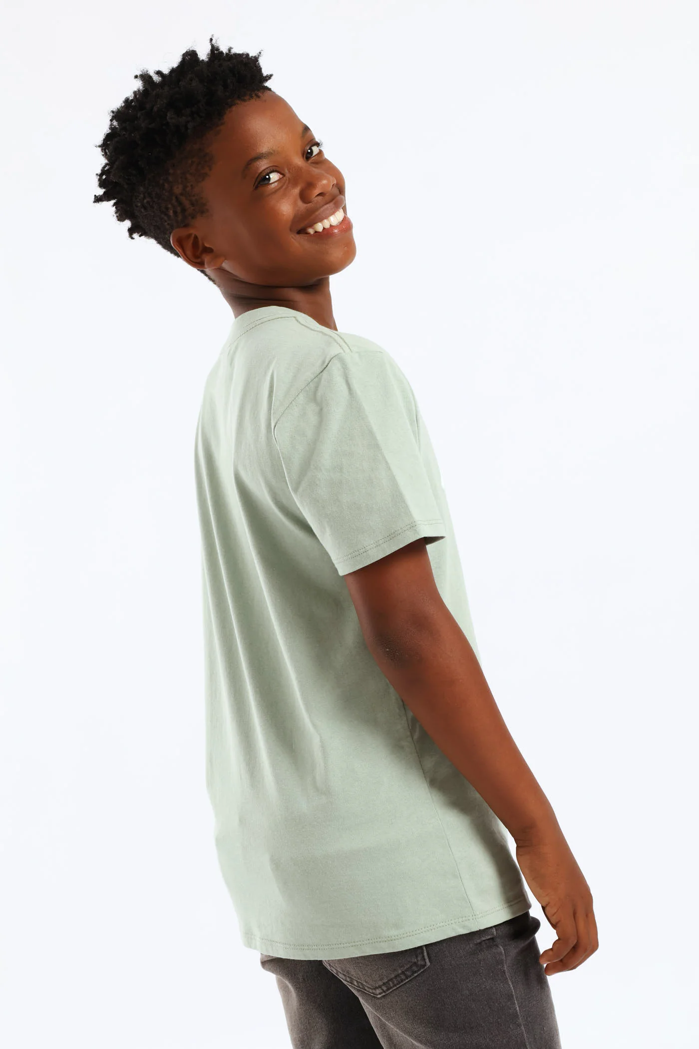 Boys New Attitude Print T-Shirt - Sage - Image 3