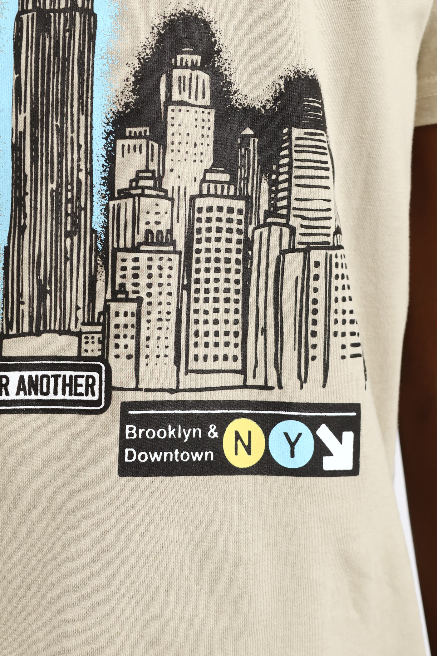 Boys Nyc Cityscape Print Tee - Olive - Image 4
