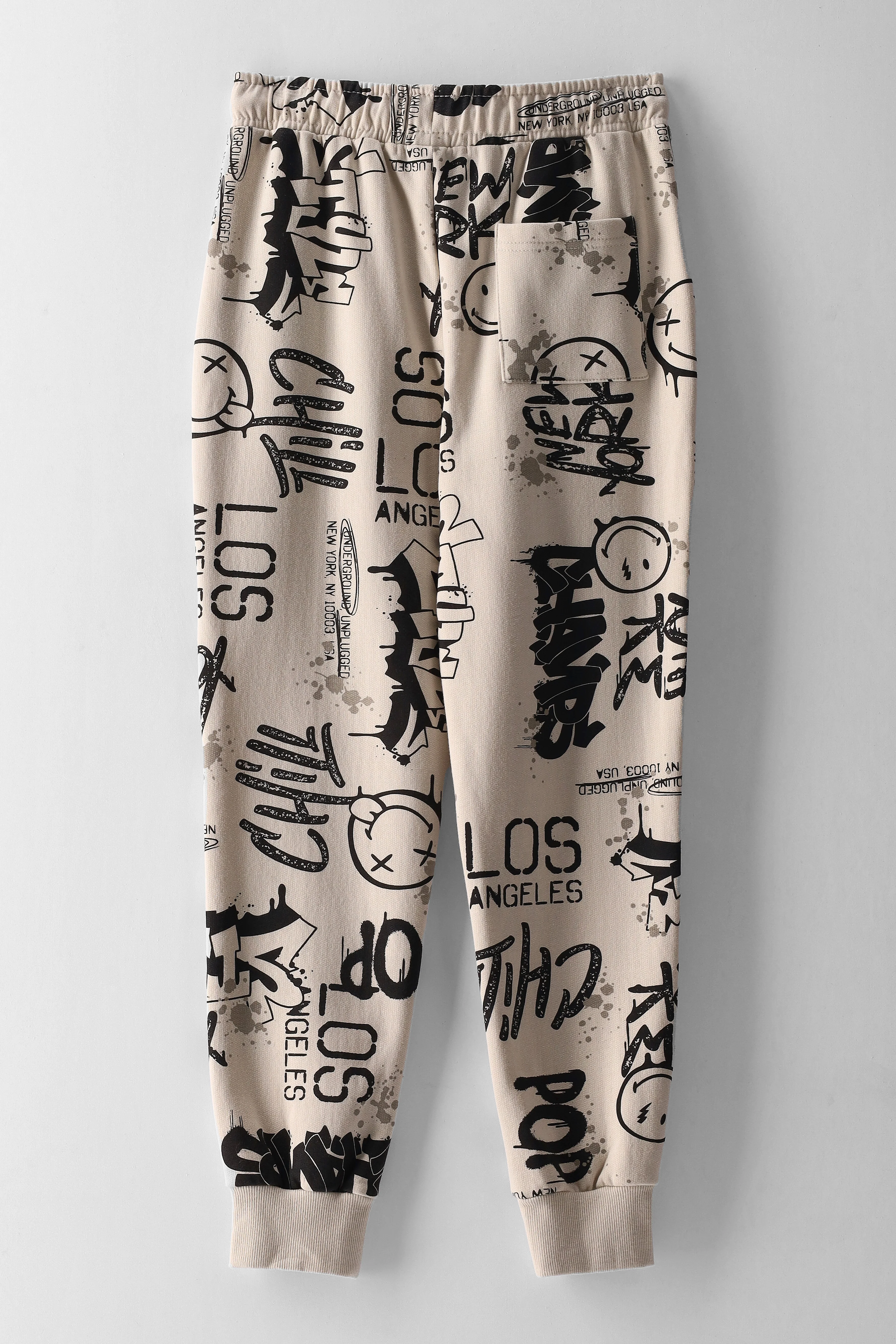 Boys Nyc Grafitti Print Jogger - Stone - Image 2