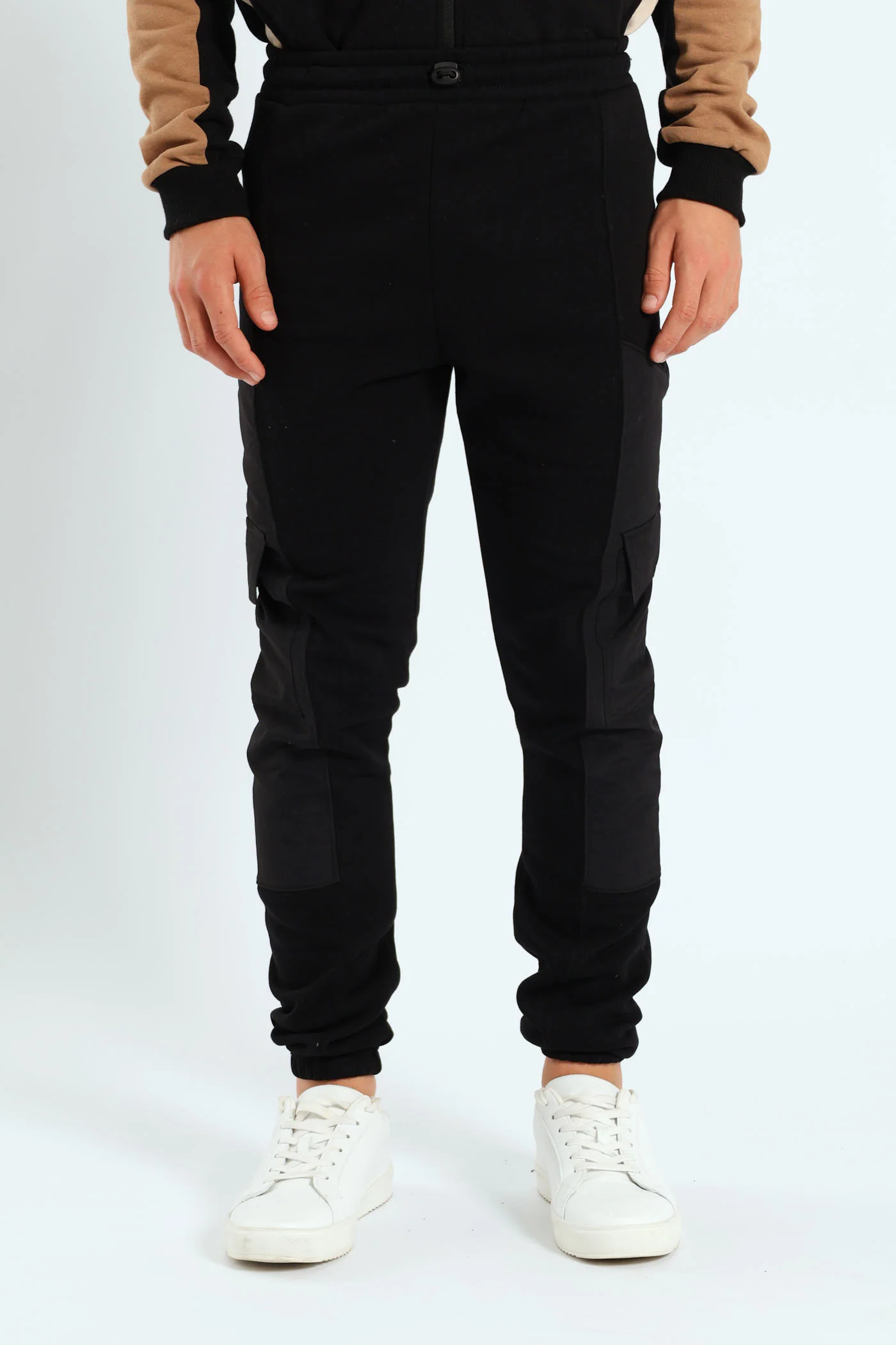 Boys Nylon Insert Cargo Jogger - Black - Image 2