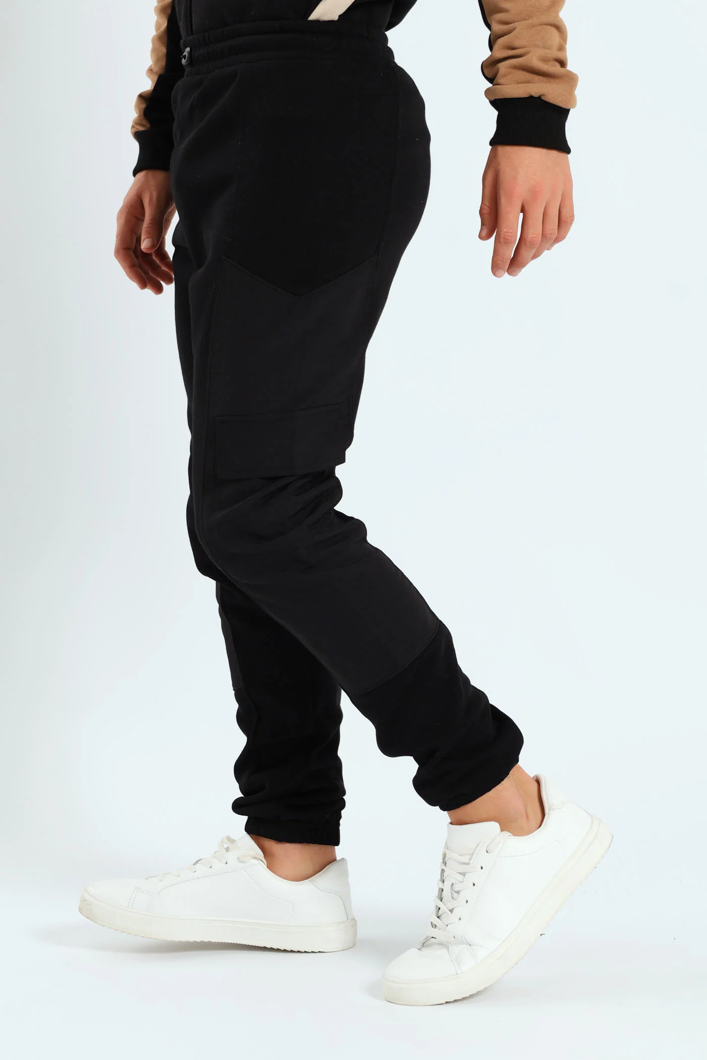 Boys Nylon Insert Cargo Jogger - Black - Image 5