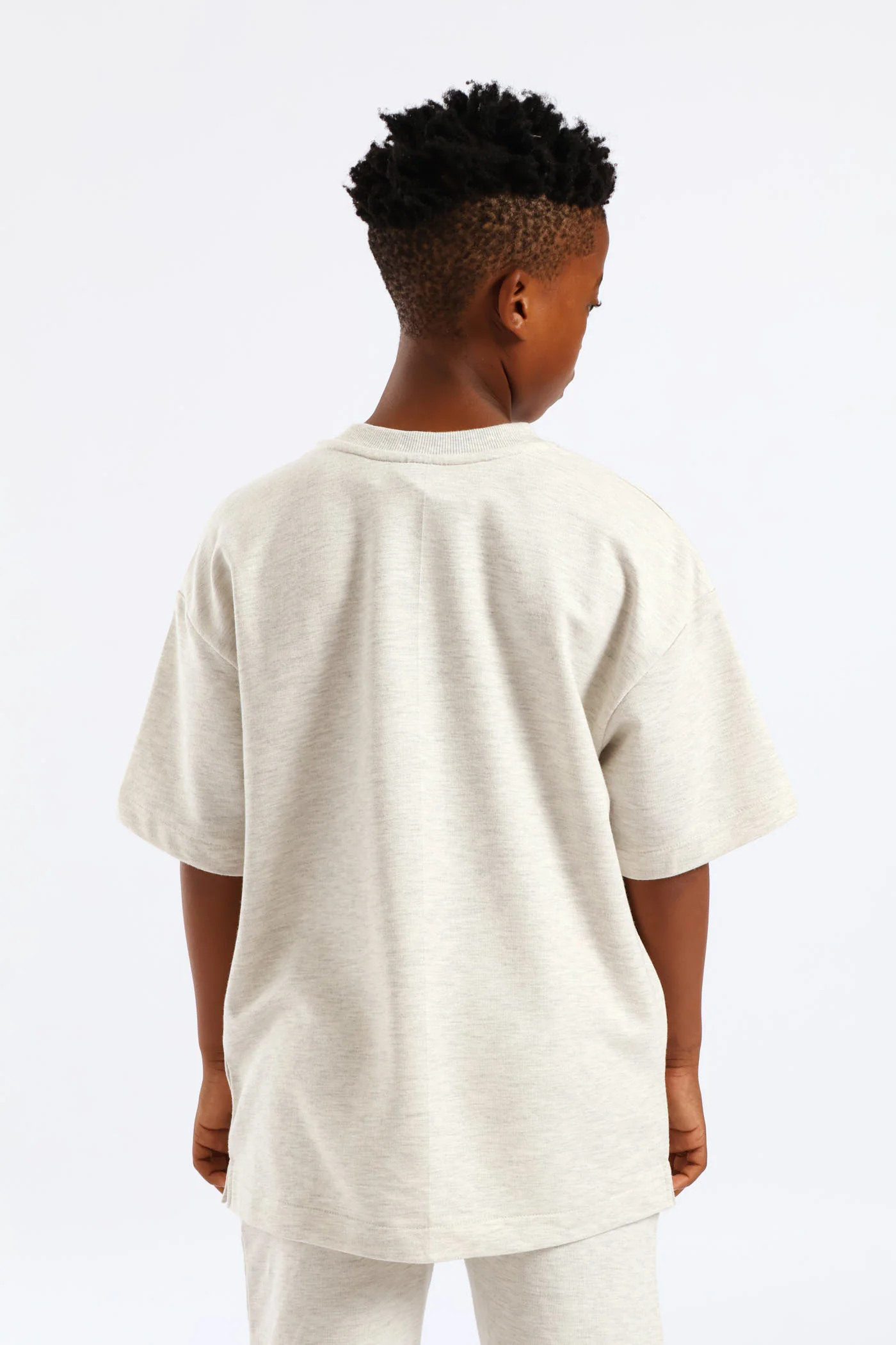 Boys Oversized Fleece T-Shirt - Oatmeal Melange - Image 5