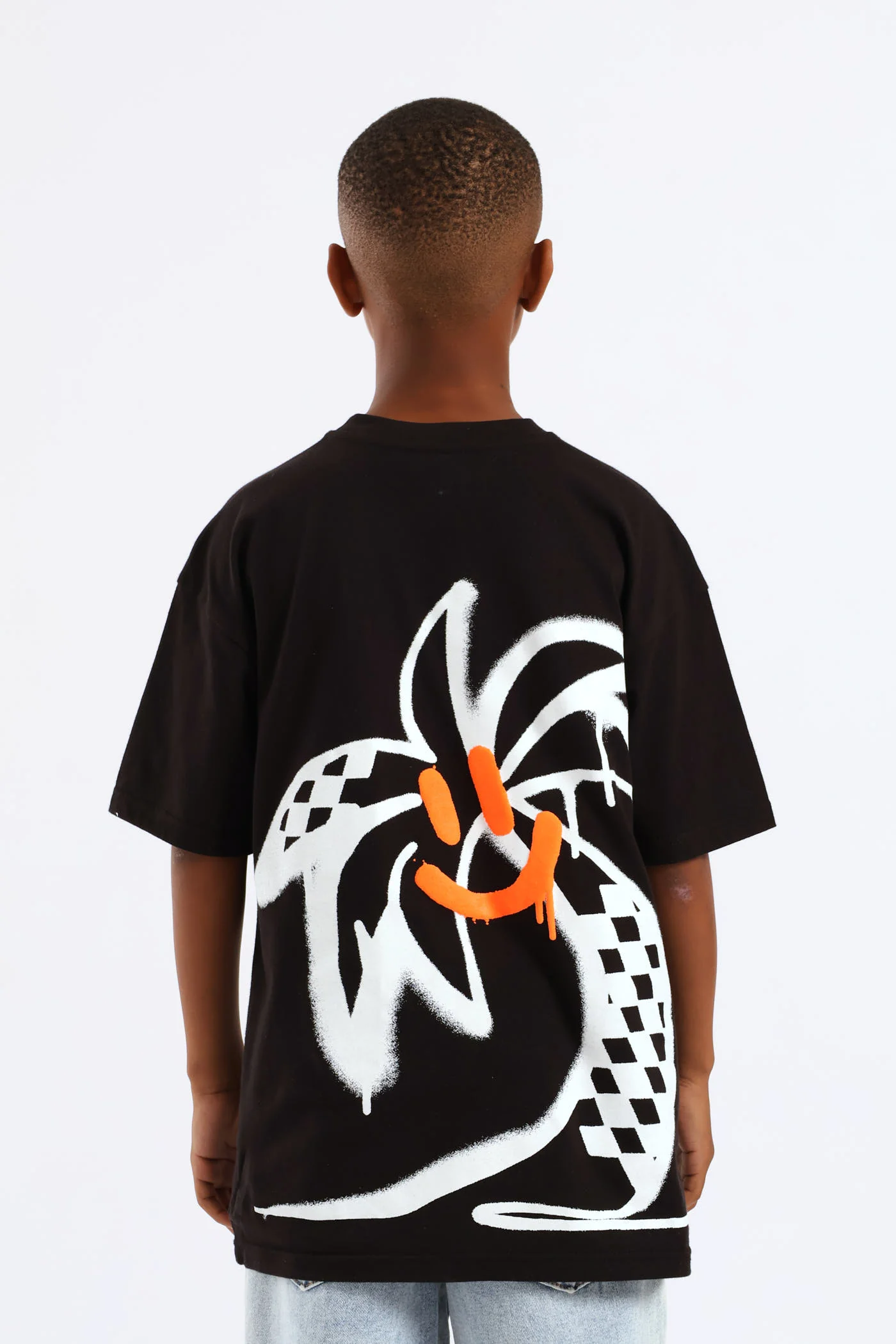 Boys Oversized La Palm Back Print T-Shirt - Black - Image 2
