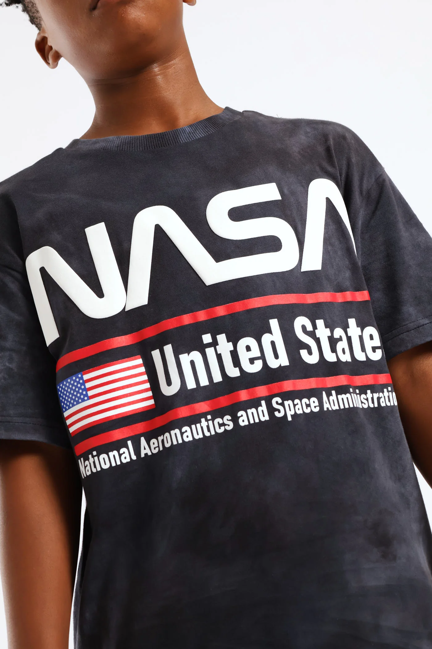 Boys Oversized Nasa Print T-Shirt - Black - Image 3