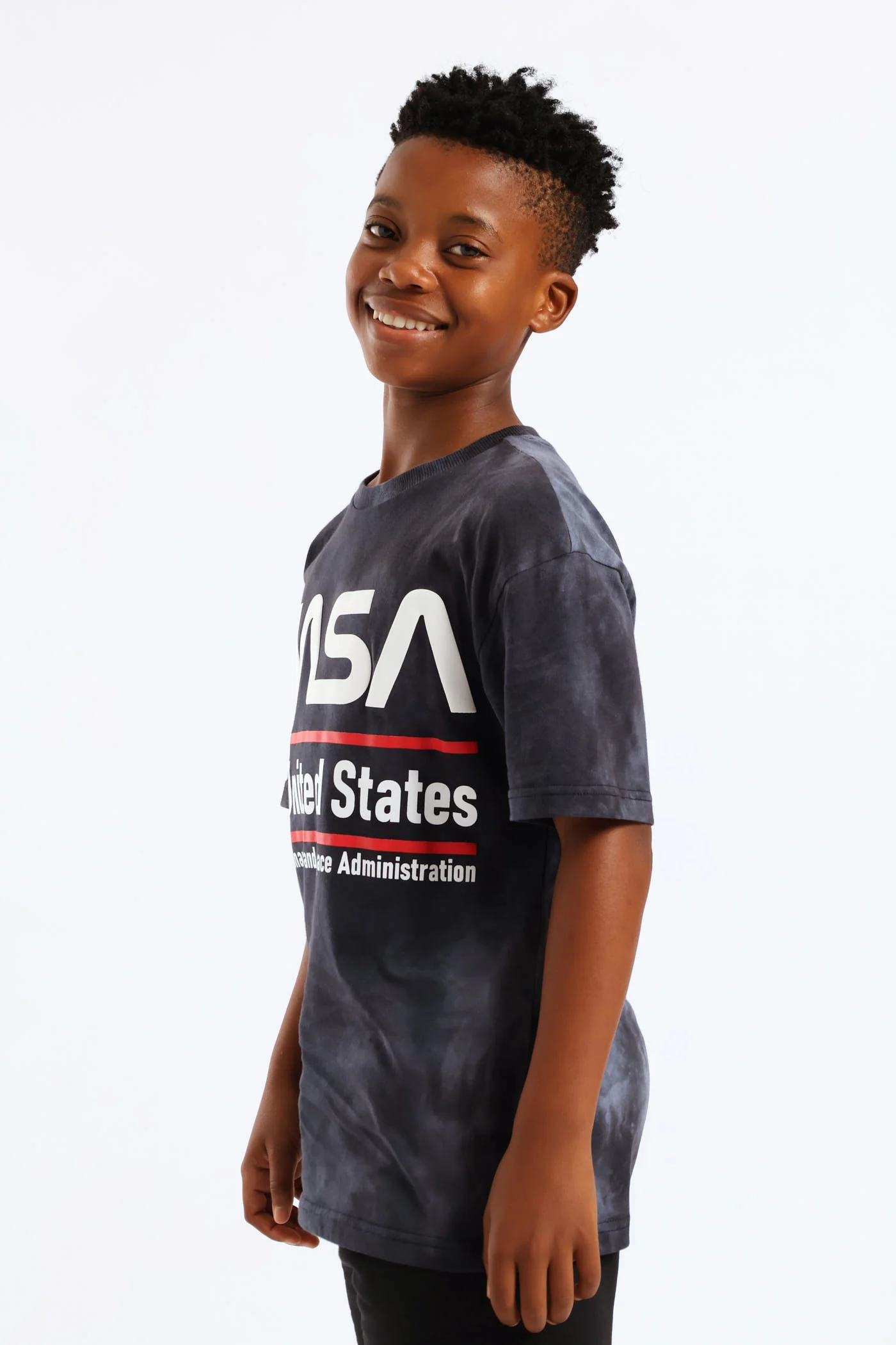 Boys Oversized Nasa Print T-Shirt - Black - Image 4