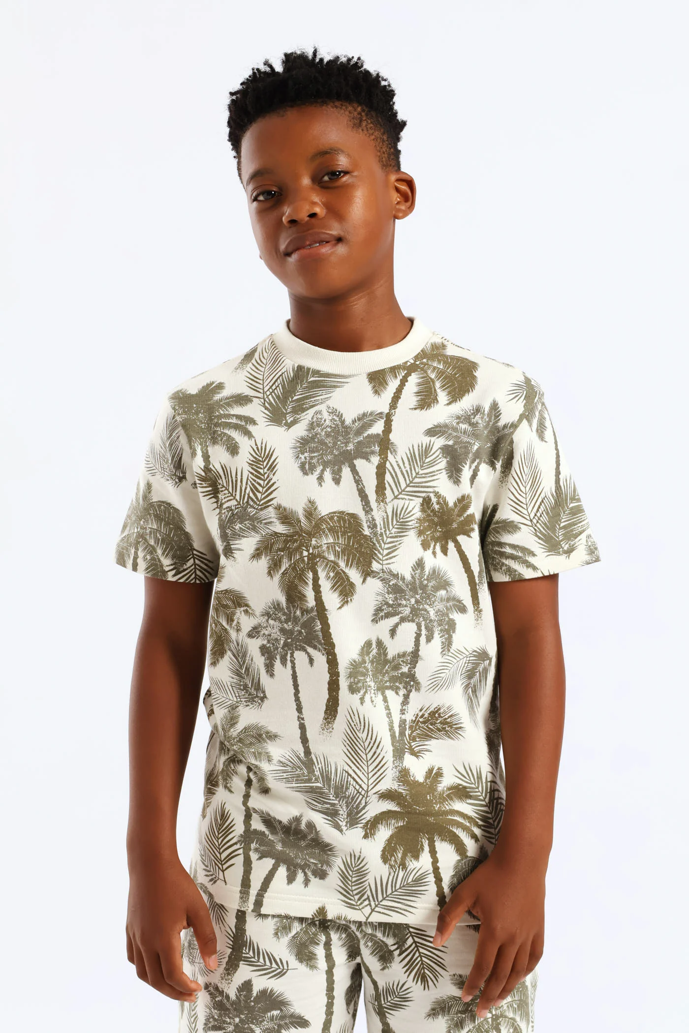 Boys Palm Print Fleece T-Shirt- Multi - Image 2