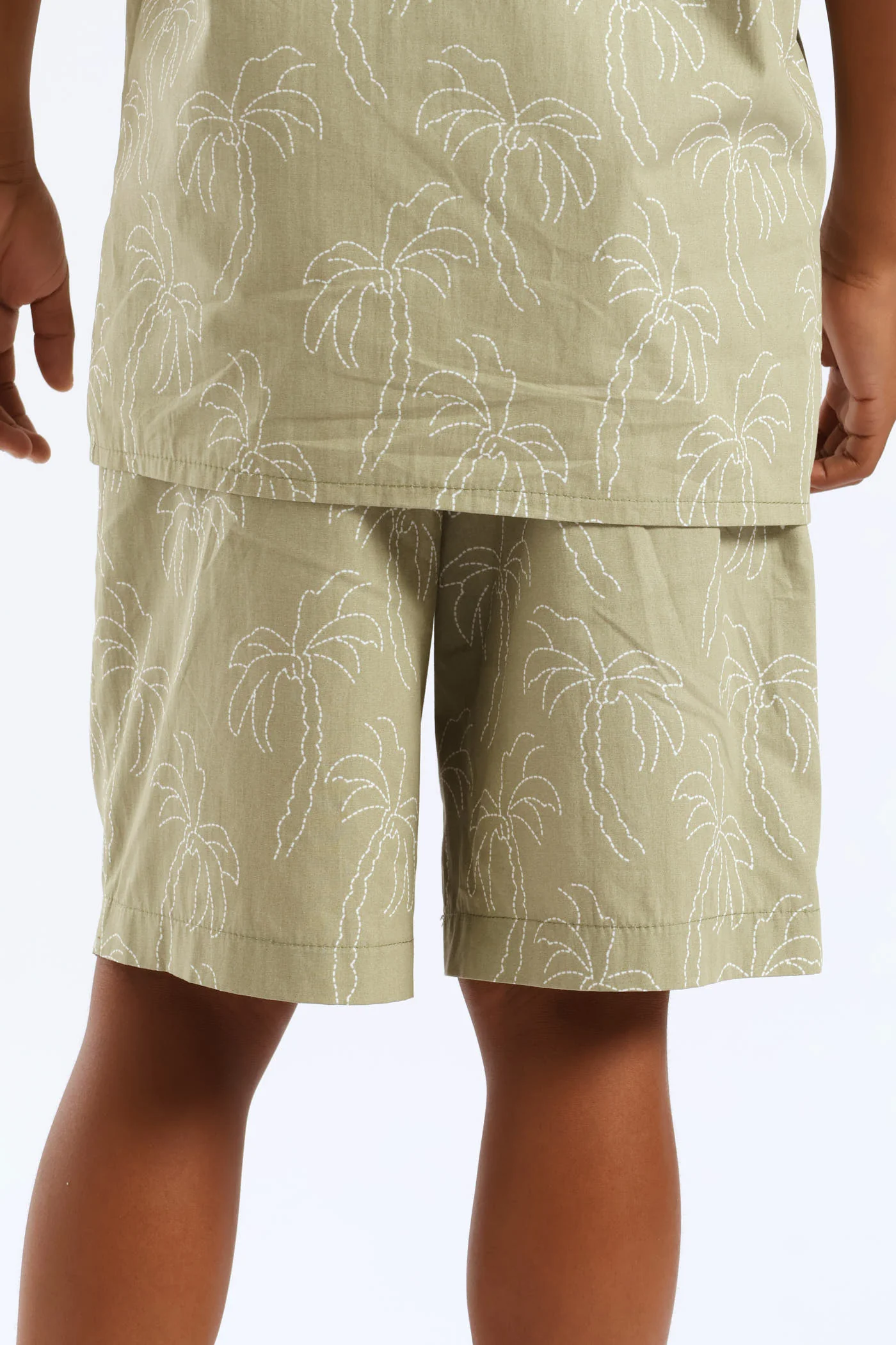 Boys Palm Print Short - Olive - Image 5