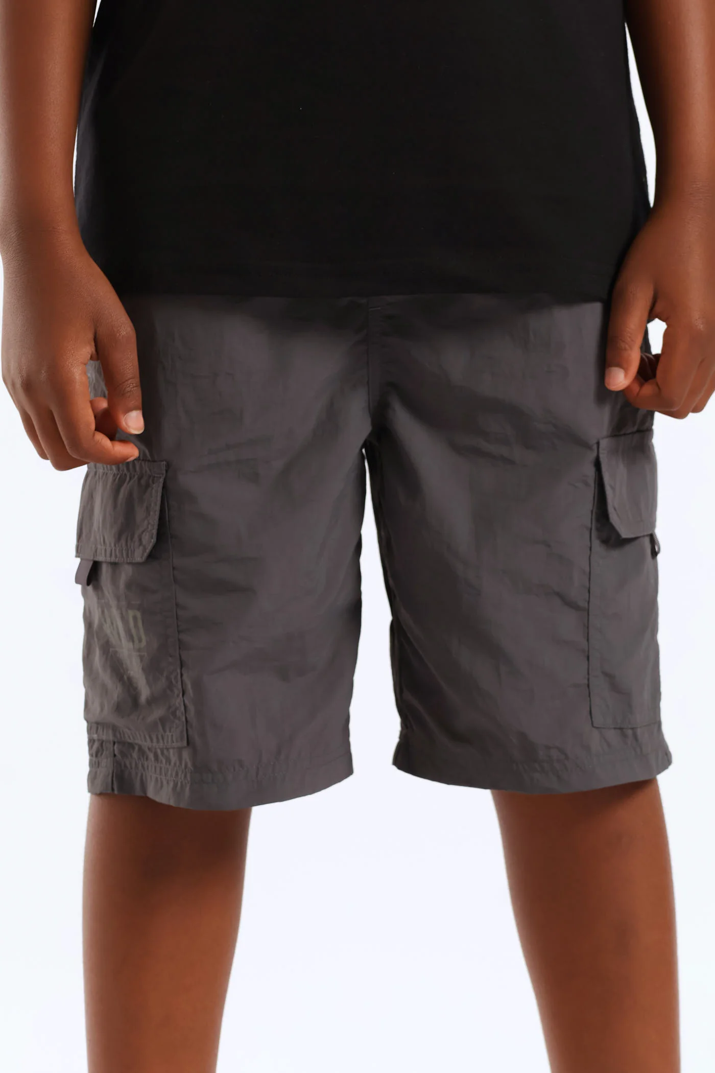 Boys Parachute Cargo Short - Charcoal - Image 4