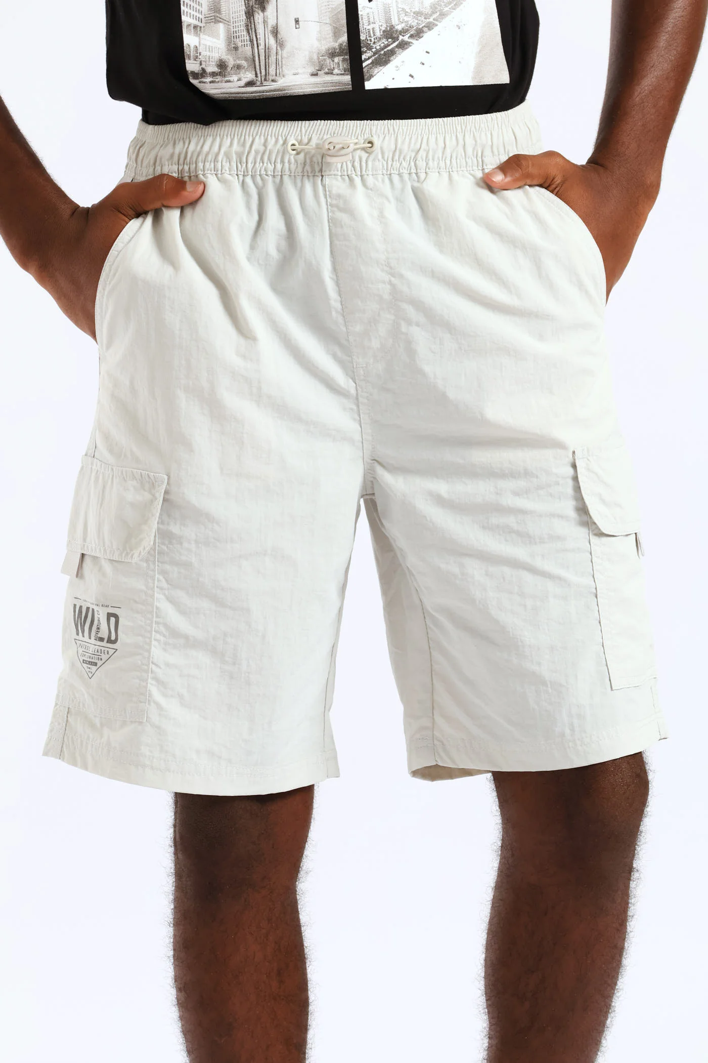 Boys Parachute Cargo Short - Light Grey - Image 2