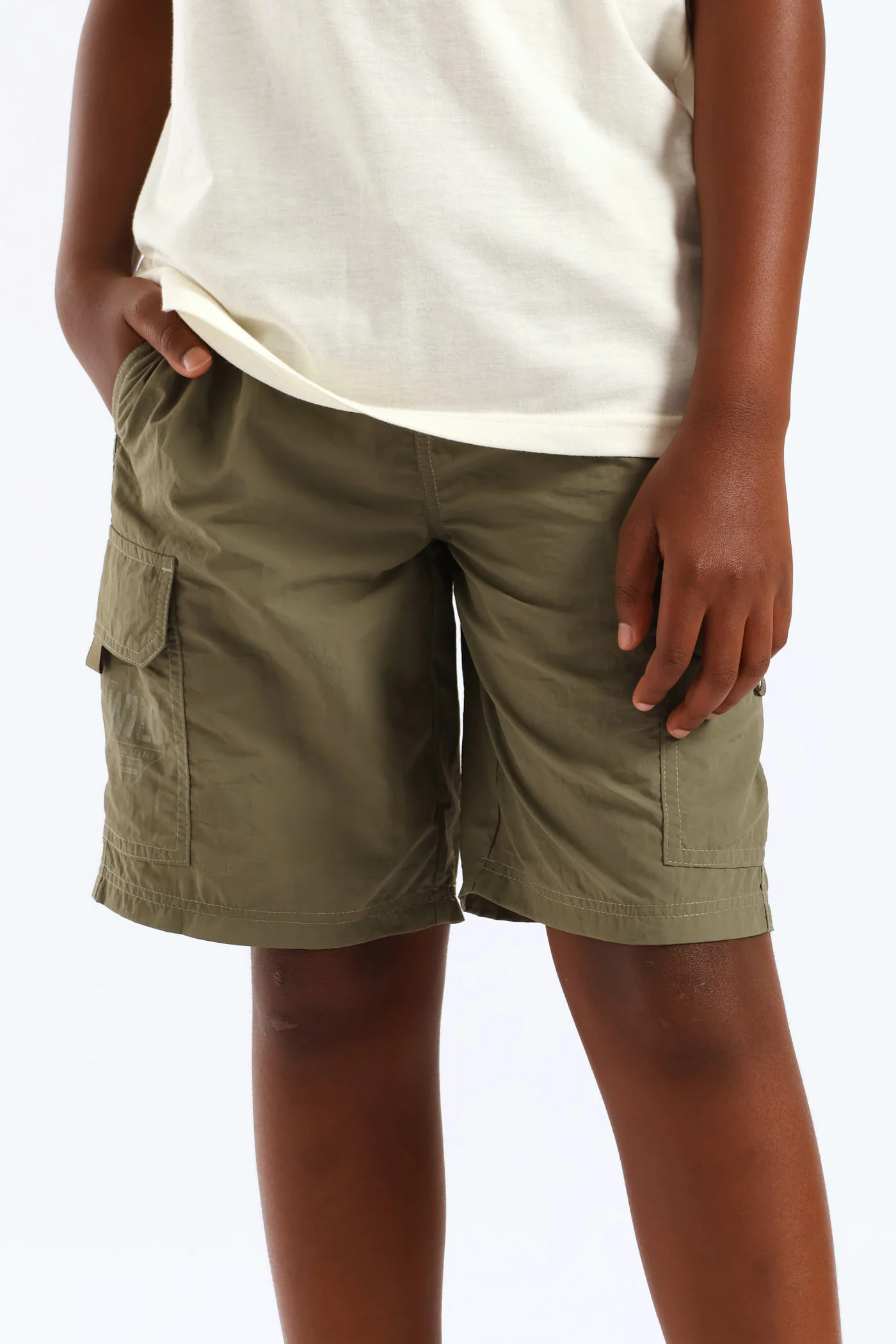 Boys Parachute Cargo Short - Olive - Image 2