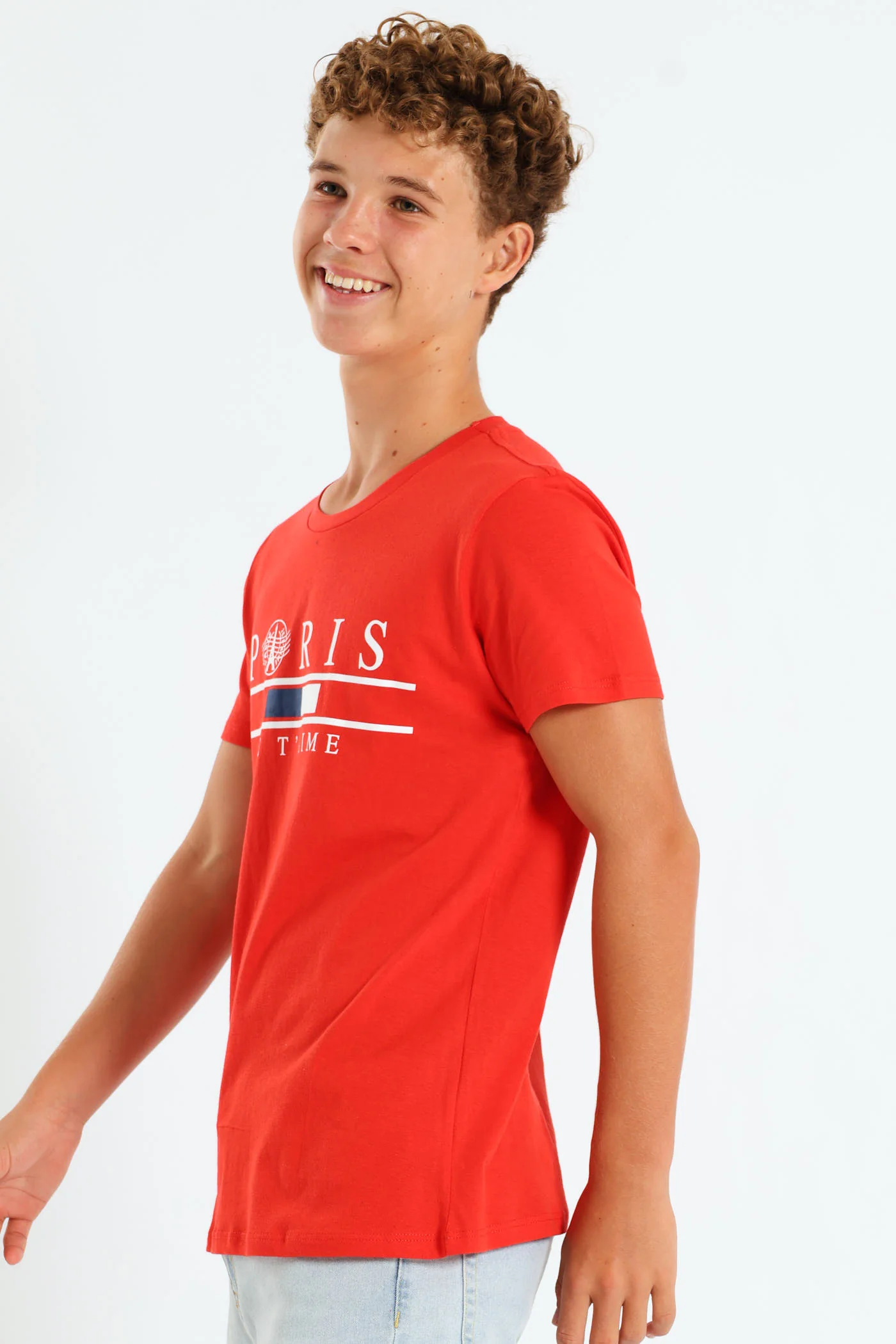 Boys Paris Print Tee - Red - Image 2
