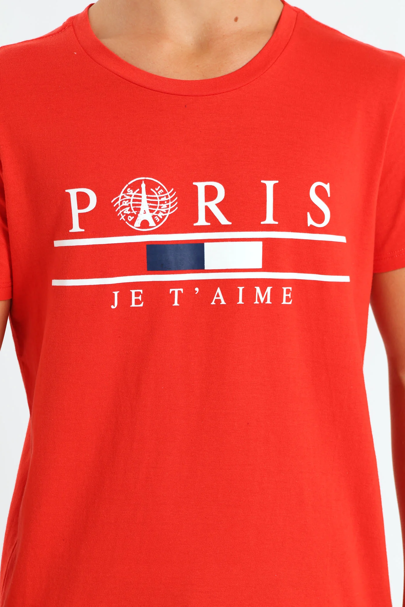 Boys Paris Print Tee - Red - Image 4