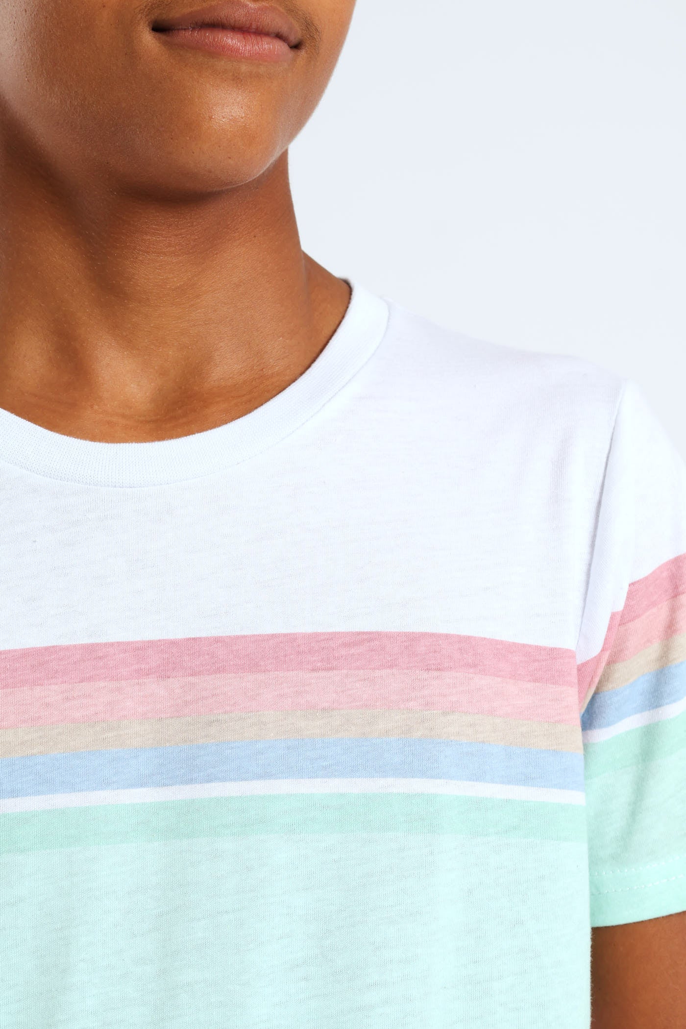 Boys Pastel Stripe Tee - White - Image 2
