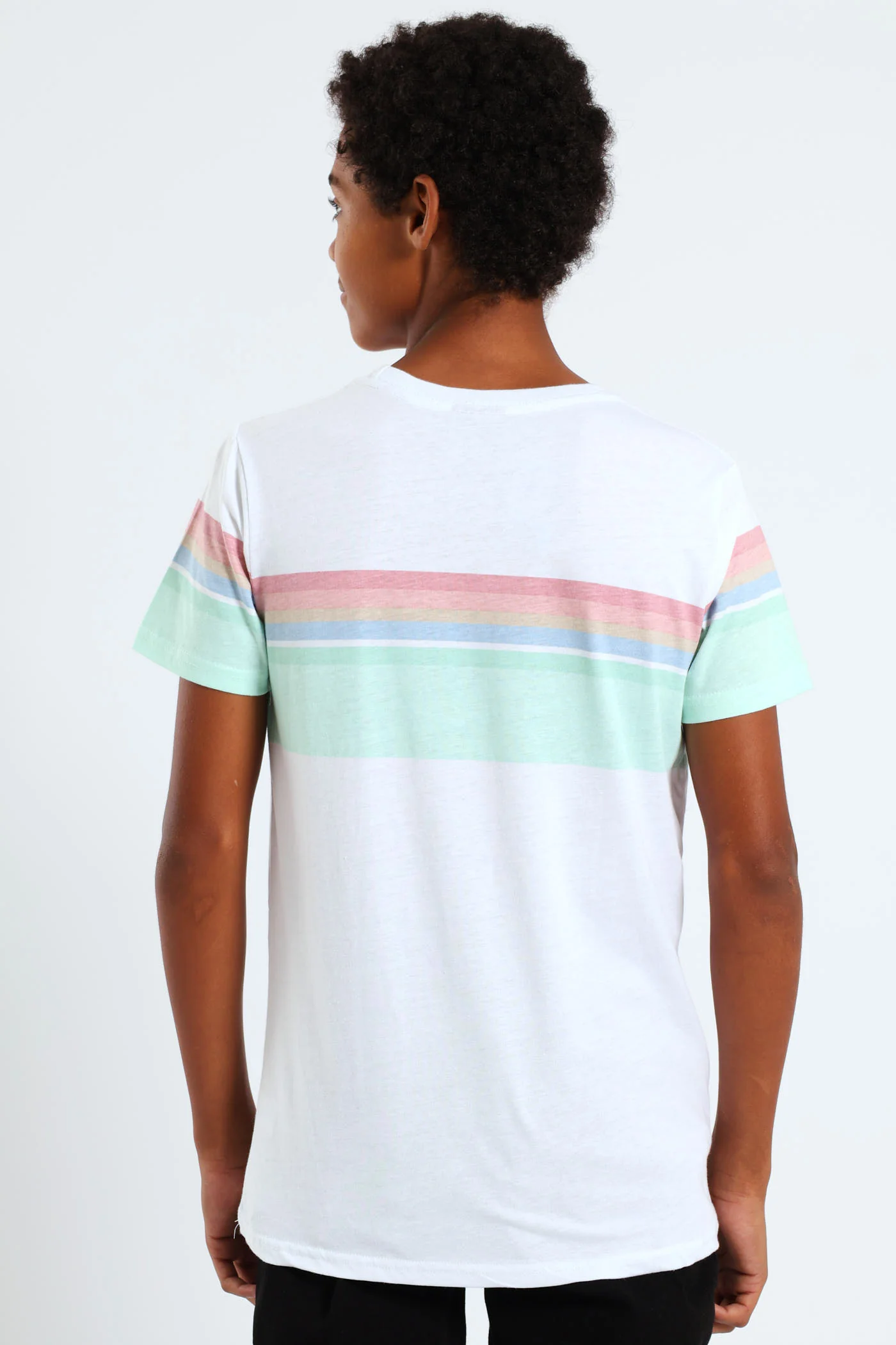 Boys Pastel Stripe Tee - White - Image 4