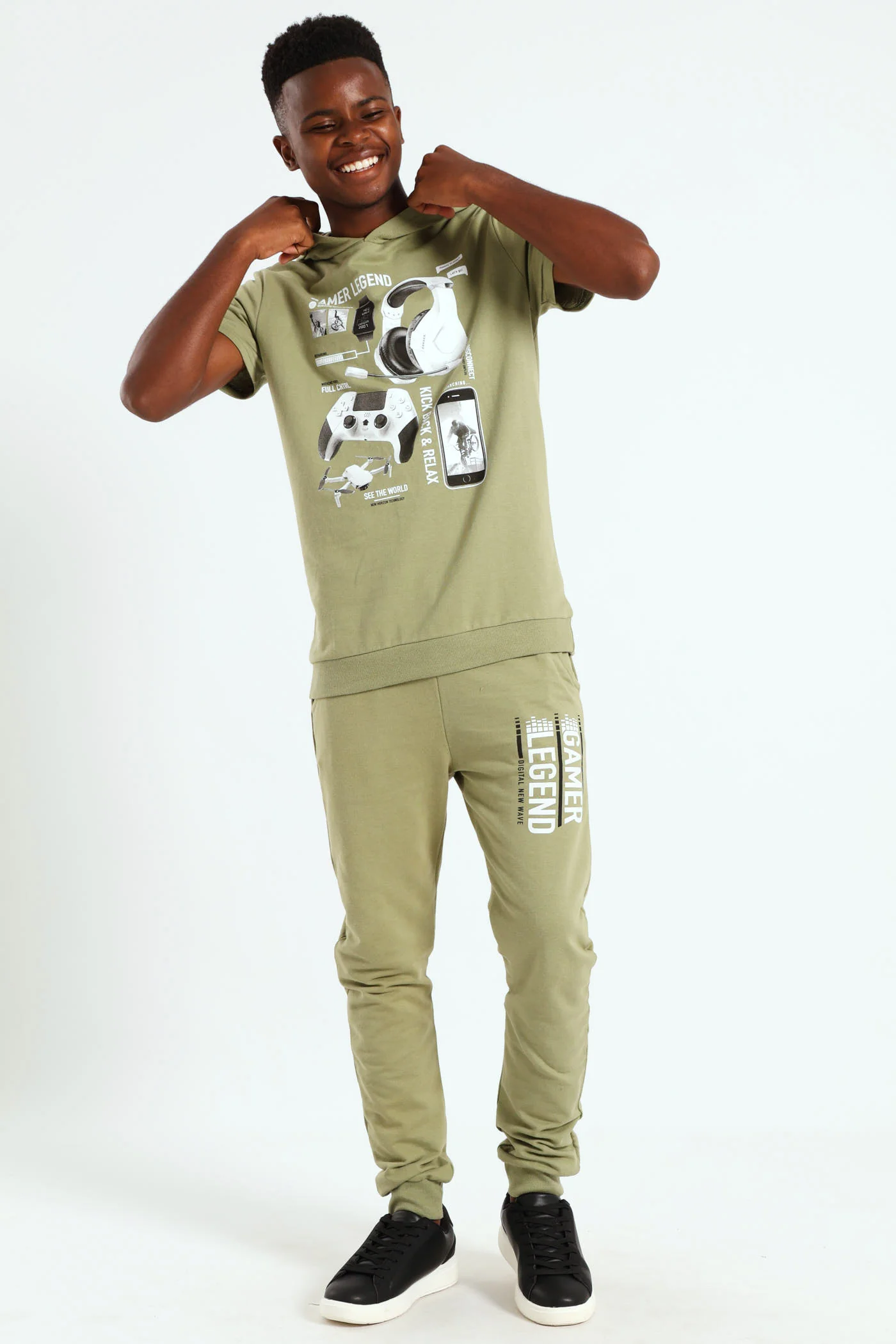 Boys Photographic Top - Olive - Image 4