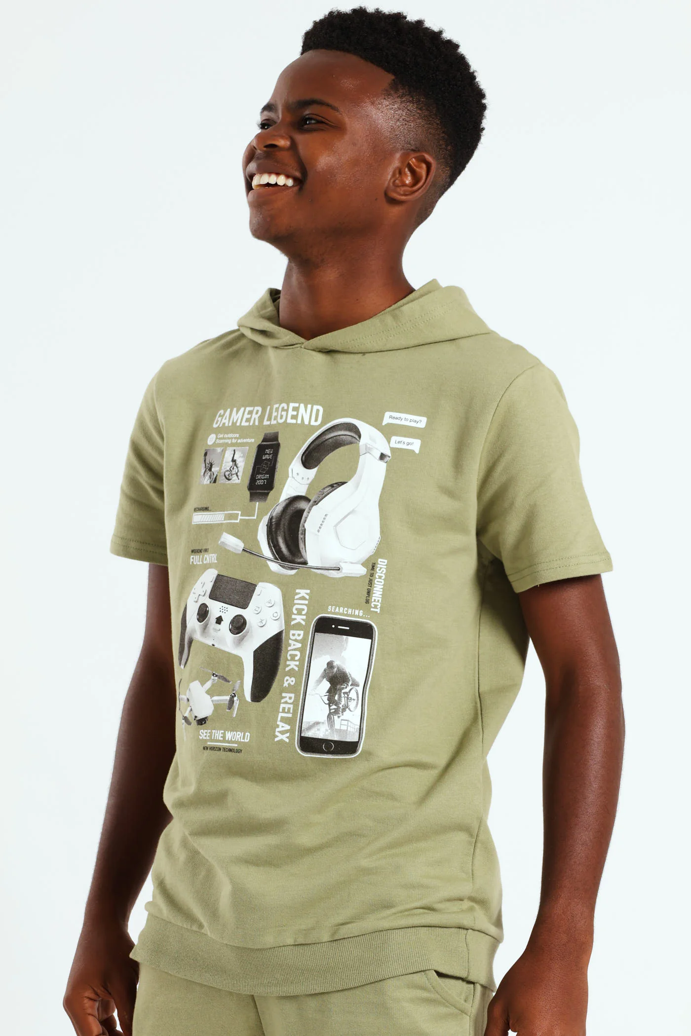 Boys Photographic Top - Olive - Image 5